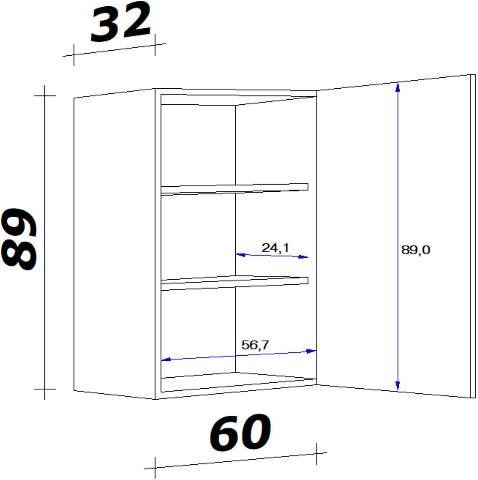 Flex-Well Hängeschrank Nano (B x H x T) 60 x 89 x 32 cm – Bild 3 von 4