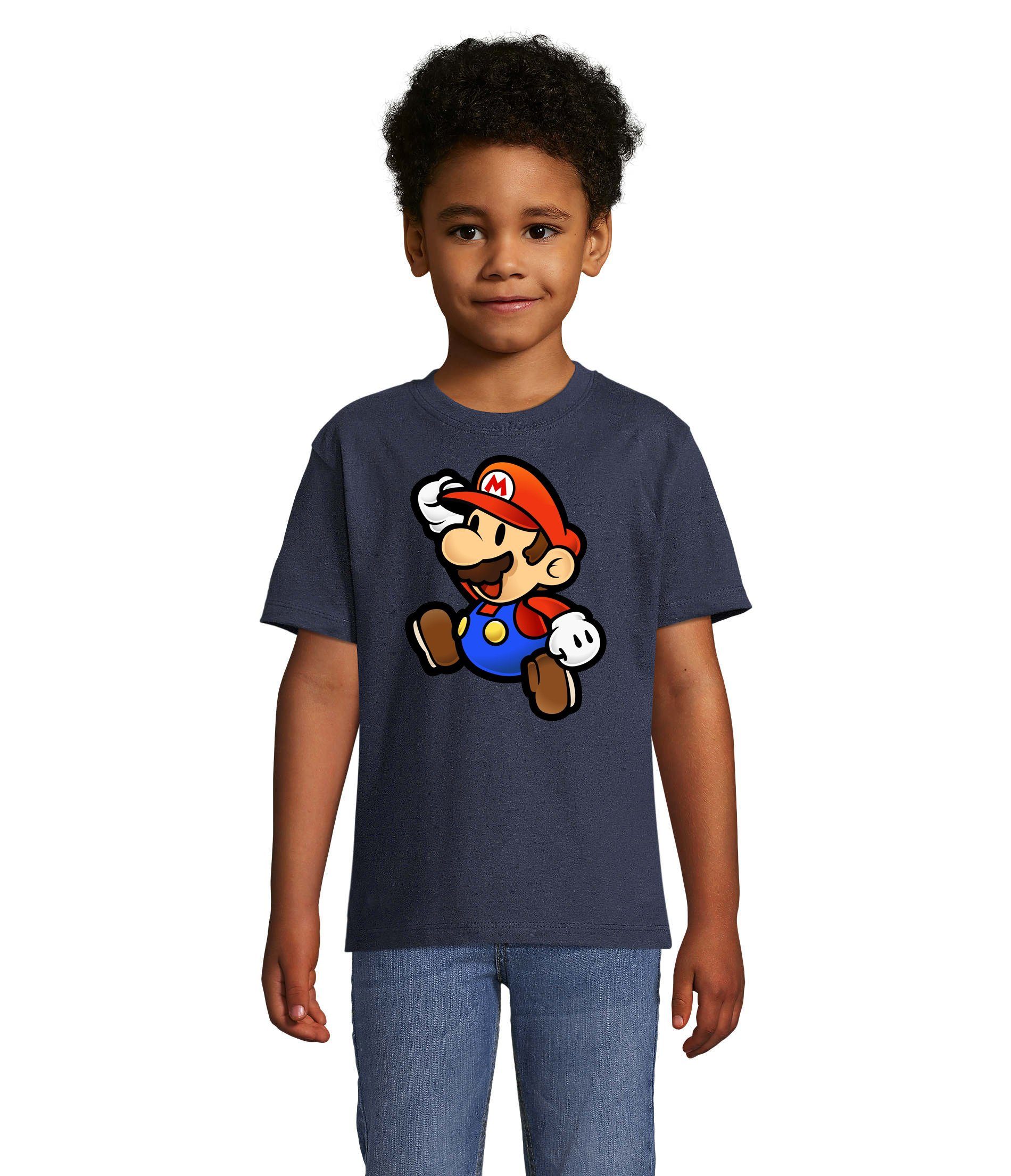 Blondie & Brownie T-Shirt Kinder Jungen & Mädchen Mario Nintendo Gaming Luigi Yoshi Super in vielen Farben Navyblau