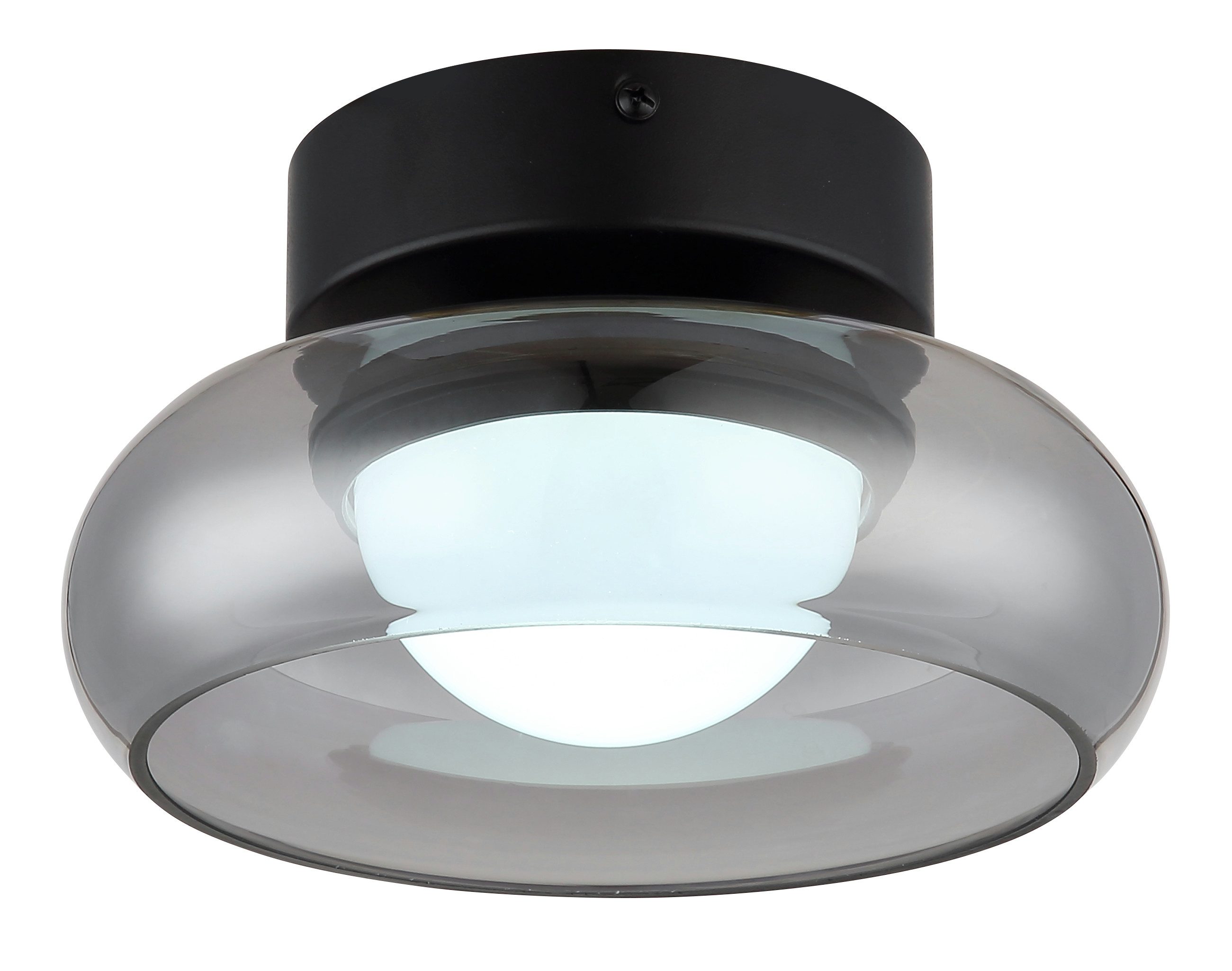 GLOBO LIGHTING Deckenleuchte CARLENE, LED fest integriert, Schwarze Deckenleuchte mit Rauchglas und Acryl opal, LED 6W