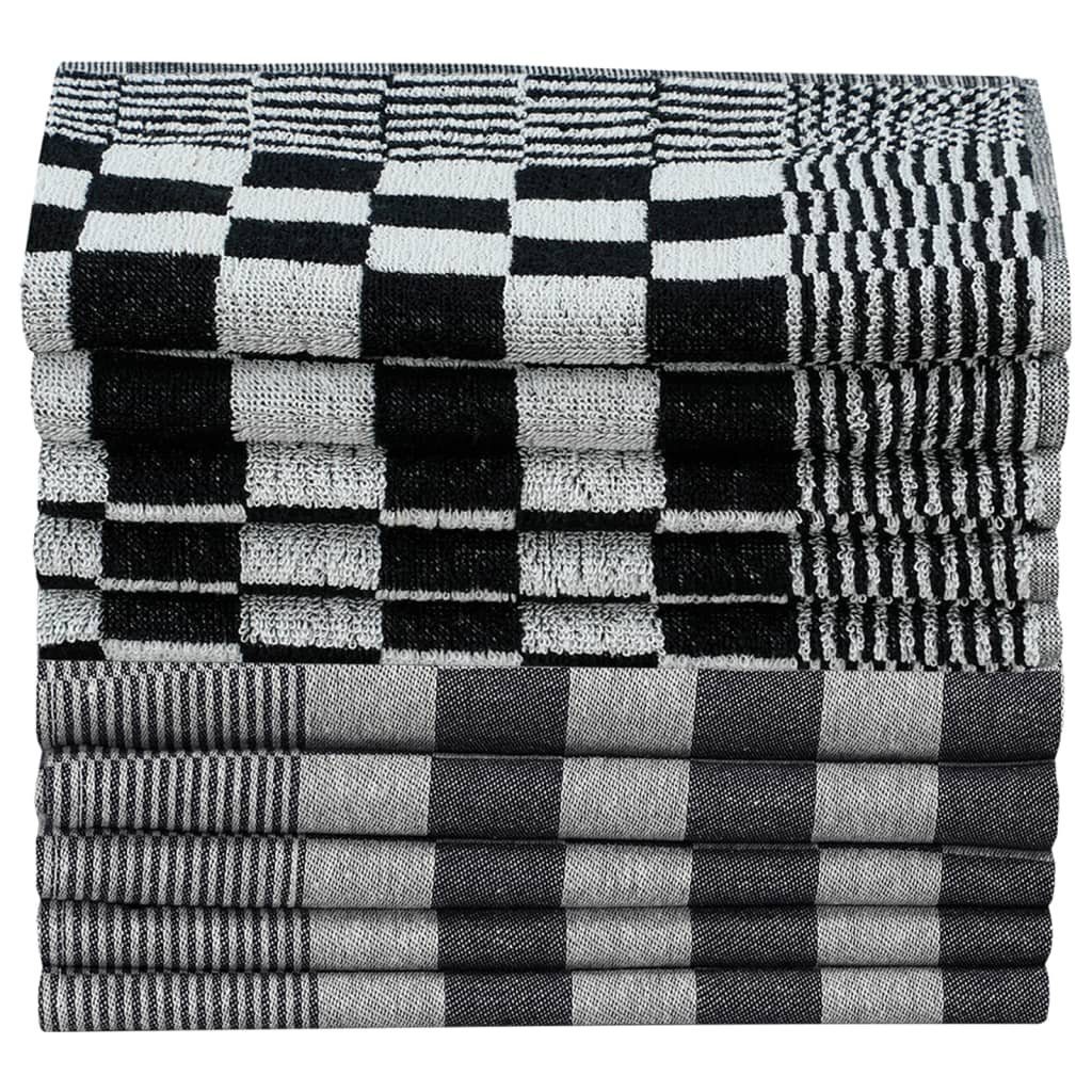und Handtuch-Set Baumwolle, Schwarz 10-tlg. Weiß Handtuch (10-St) vidaXL