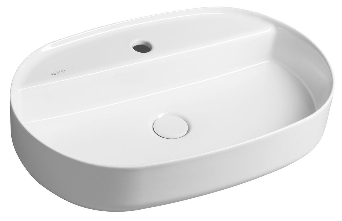 Isvea Waschtisch INFINITY OVAL Aufsatzwaschbecken, 60x40cm, weiß, Isvea-10NF65060