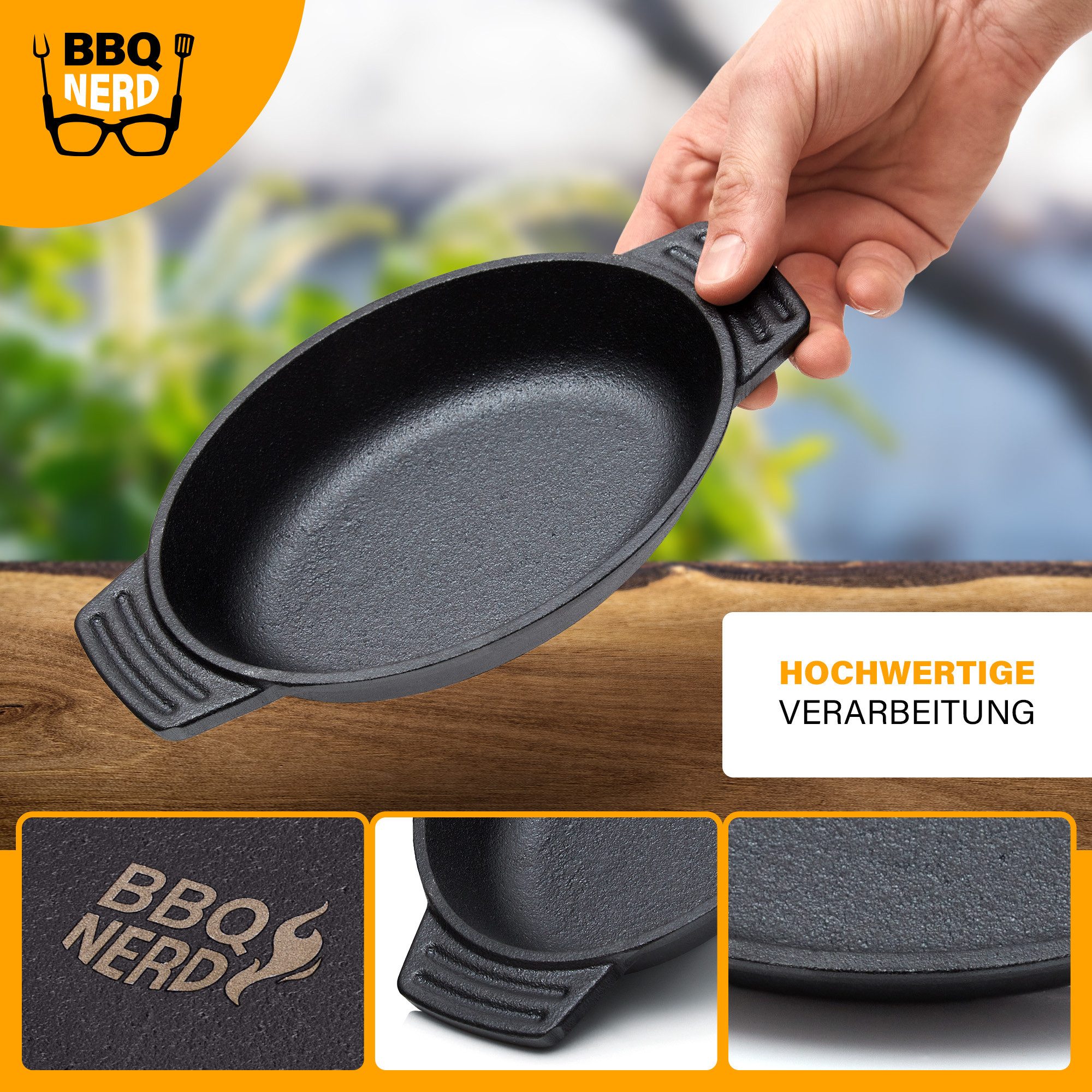 BBQ Nerd Servierpfanne Servierpfännchen 6er Set oval 22,5x13cm