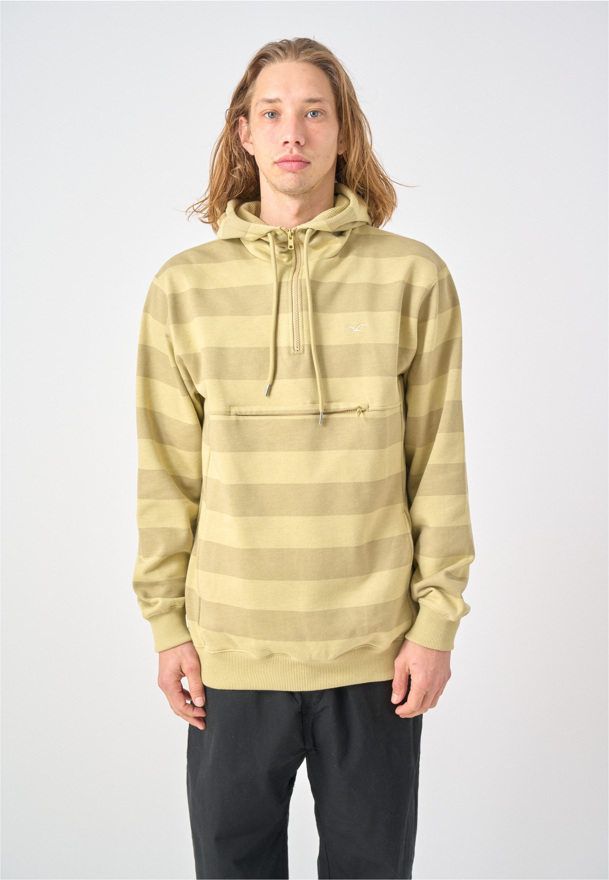 Cleptomanicx Kapuzensweatshirt Hooded Stripe mit praktischem Half-Zip