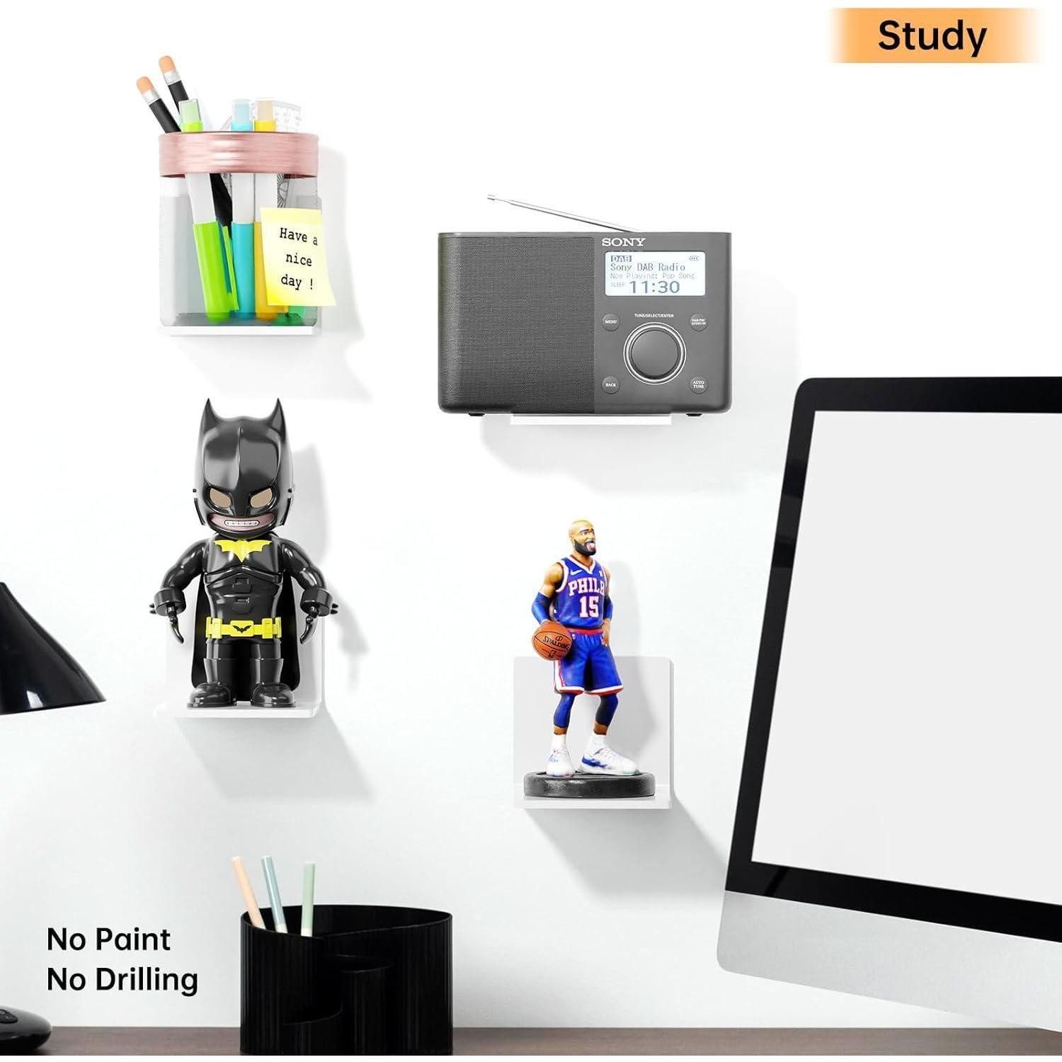 LuxusKollektion Deko-Wandregal Wandregal Klein 2er-Set Mini 10cm Weiß Schweberegale Acryl Verdicktes