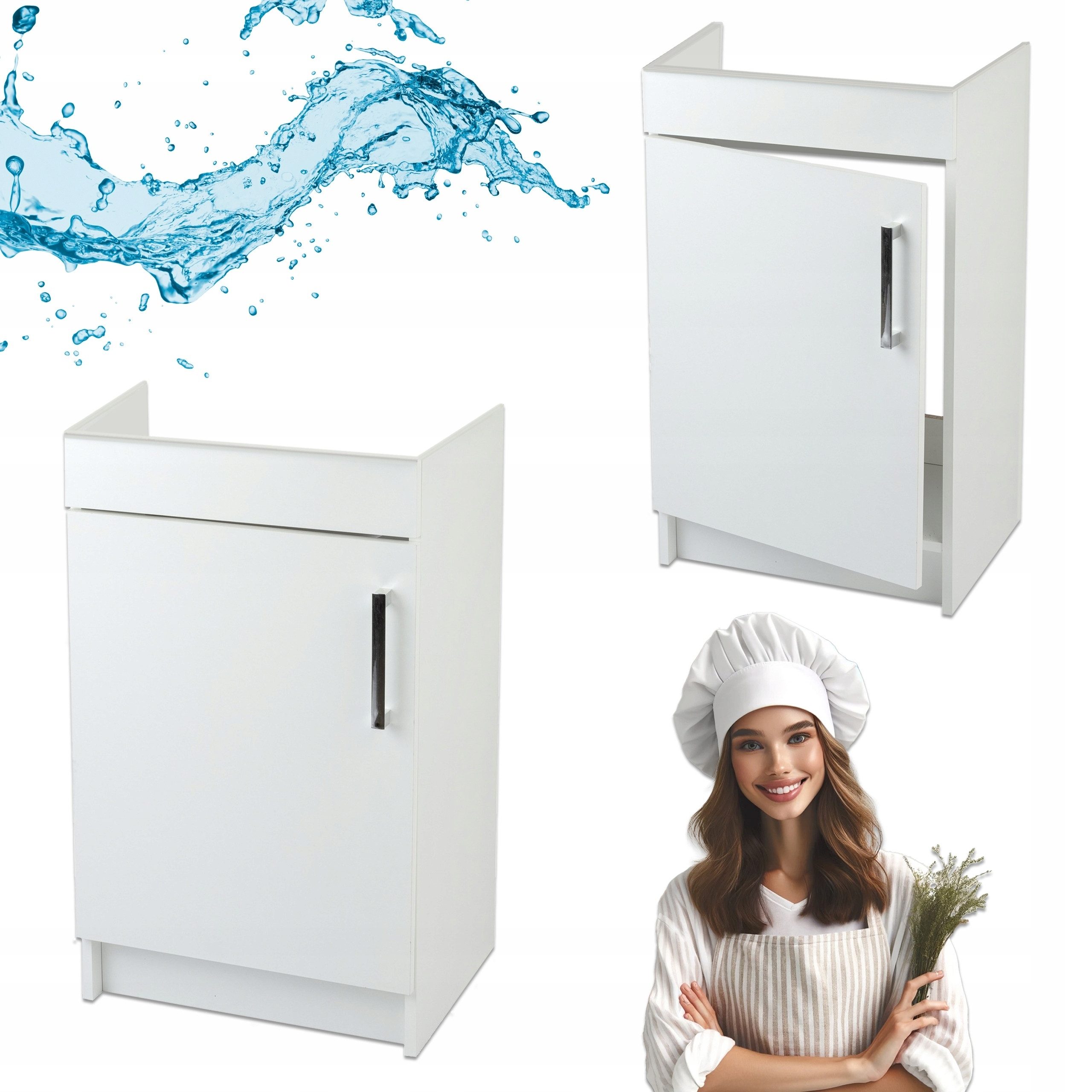 STAMAR Spülenschrank Küchenschrank 50cm Weiß Unterschrank Spüle Standschrank Sockel XXL Spülenschrank 40cm Tiefe ohne Spüle Montagefertig Kompakt Modern