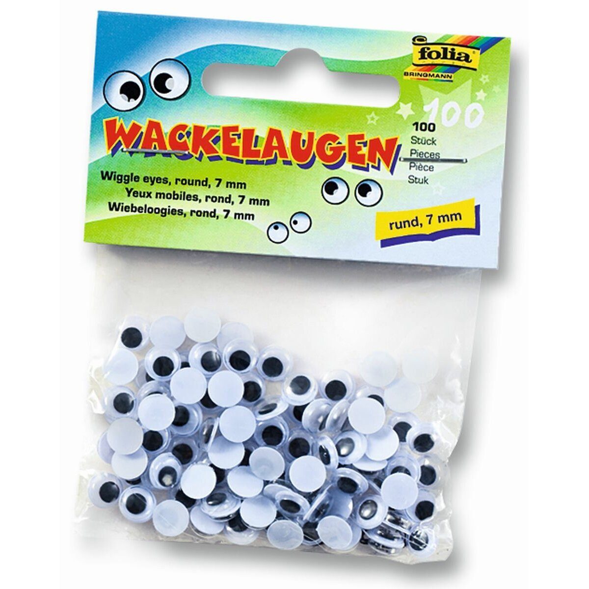 Folia Bastelfilz Wackelaugen Ø 7 mm rund 100 Stück.