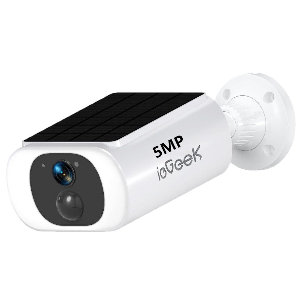 ieGeek Überwachungskamera 5MP FHD Überwachungskamera Aussen Akku mit Solarpanel (Aussen, Außenbereich, Innenbereich, Innenbereich Sicherheit, Außenbereich Sicherheit, Überwachung, 100% Kabellose Kamera Überwachung Aussen Solar Flutlicht, 1-tlg., 2-Wege-Audio 2,4GHz WLAN Fernzugriff PIR-Bewegungserkennung, Farbnachtsicht Alexa-kompatibel Kamera Überwachung)