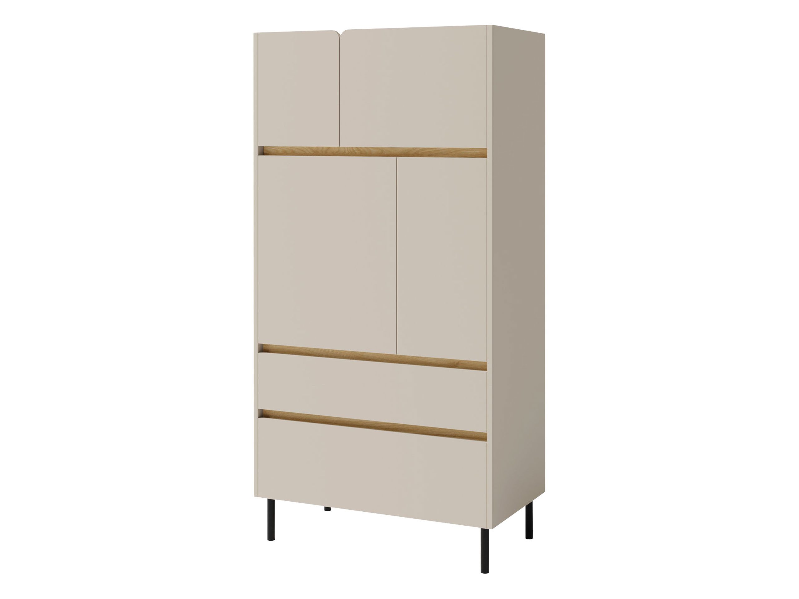 MIRJAN24 Kommode Luca LC05 (mit vier Drehtüren und zwei Schubleden), Metallfüße, 80x40x165 cm