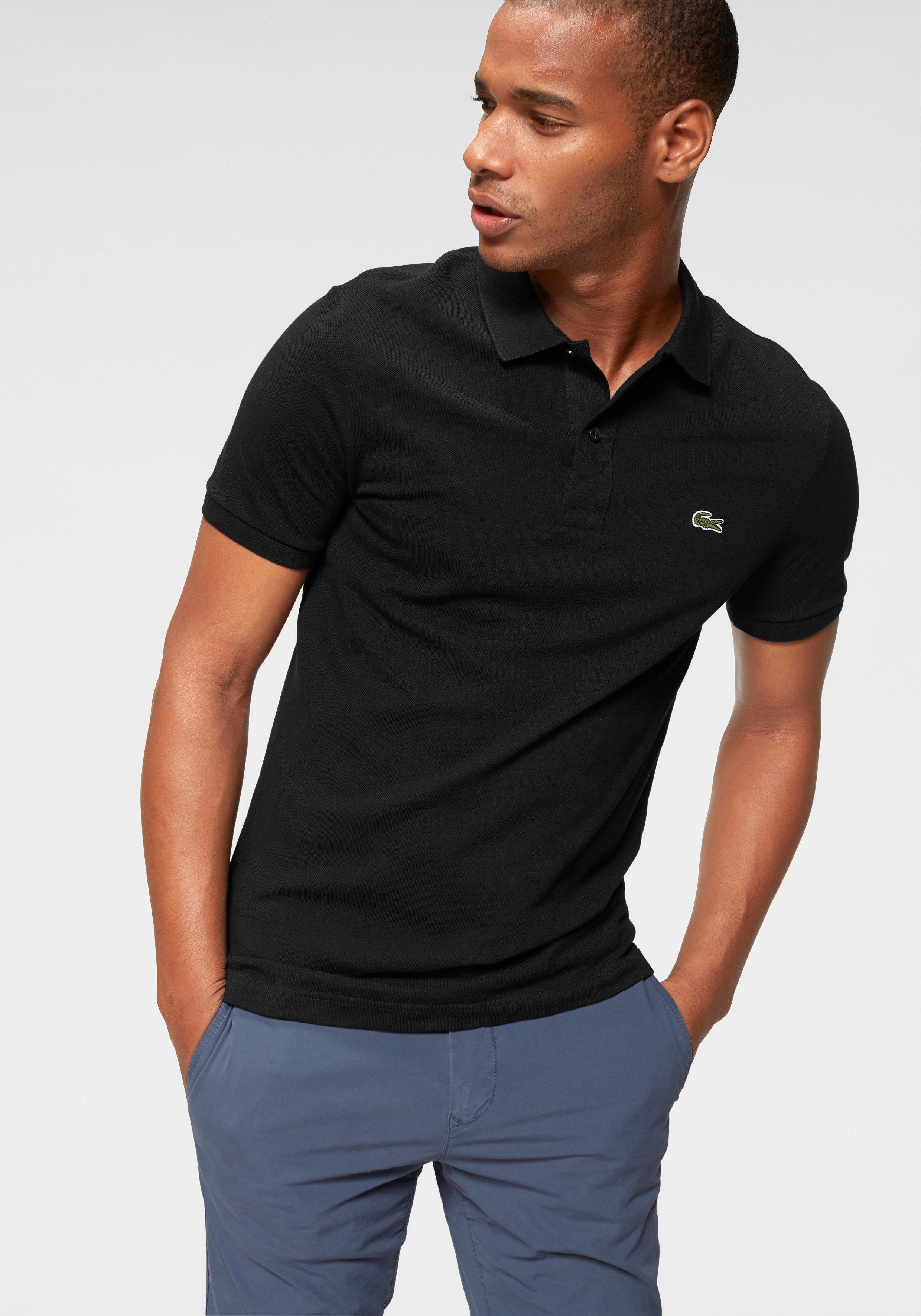 Logostickerei Poloshirt Lacoste mit (1-tlg) schwarz