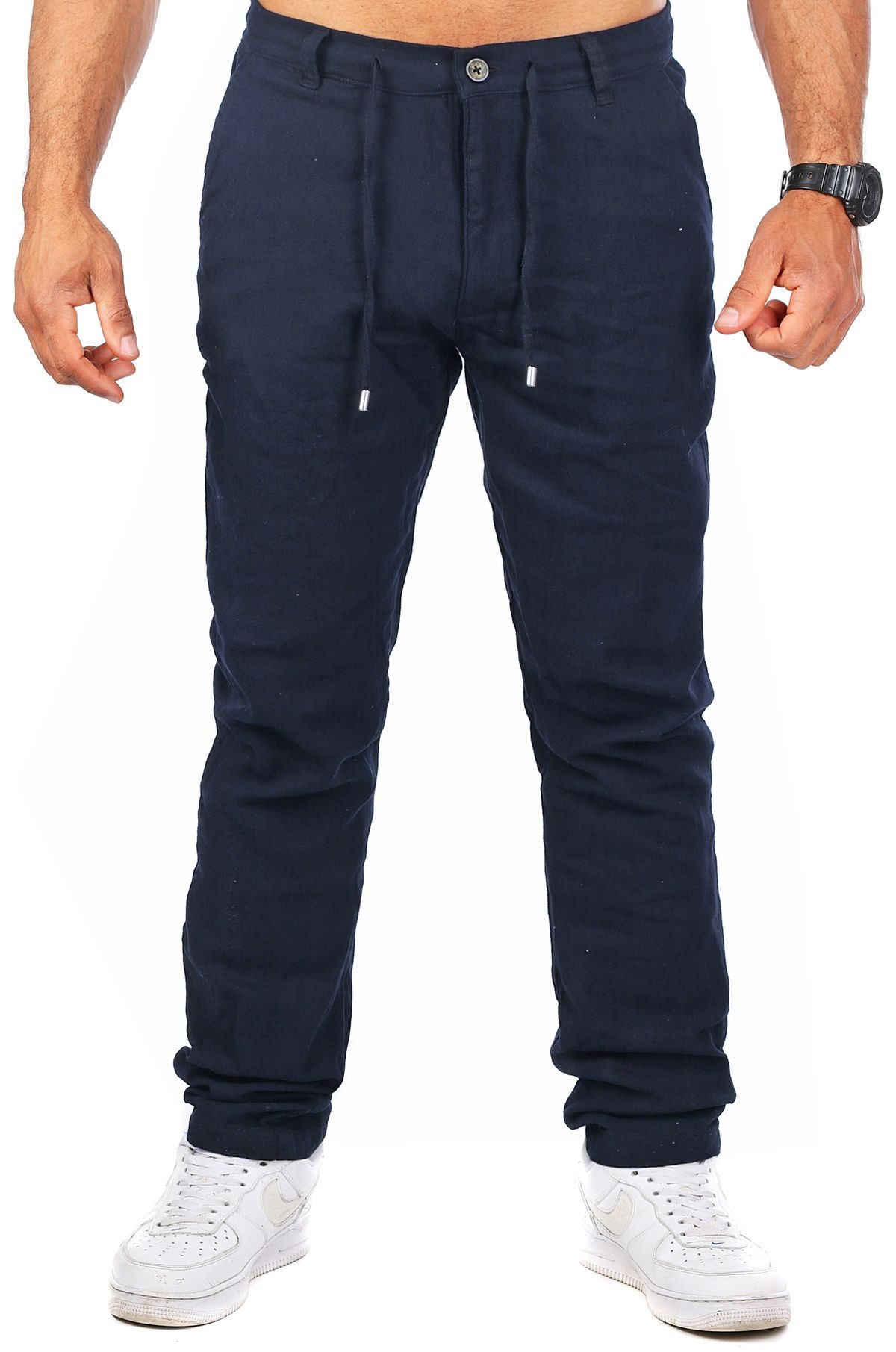 Chinos Herren Leinen Baumwoll Mix Hose lang angenehm regular fit 2220-RF