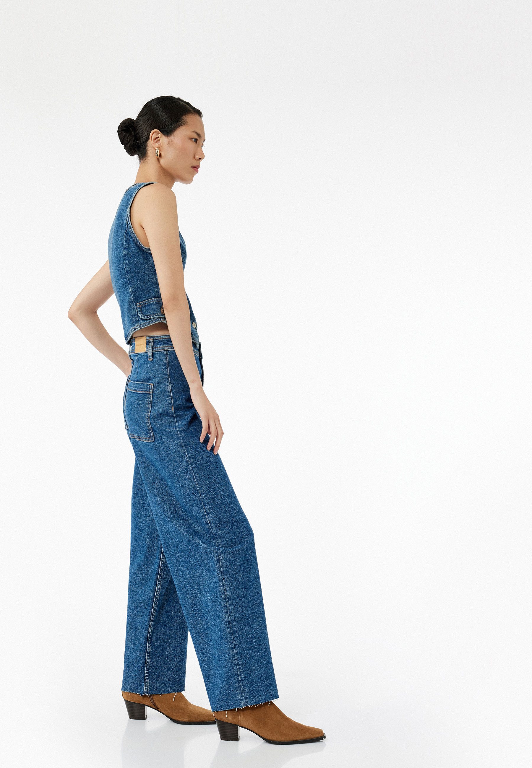 Koton 3/4-Jeans Hohe Leibhöhe Culotte High-waist-Jeans