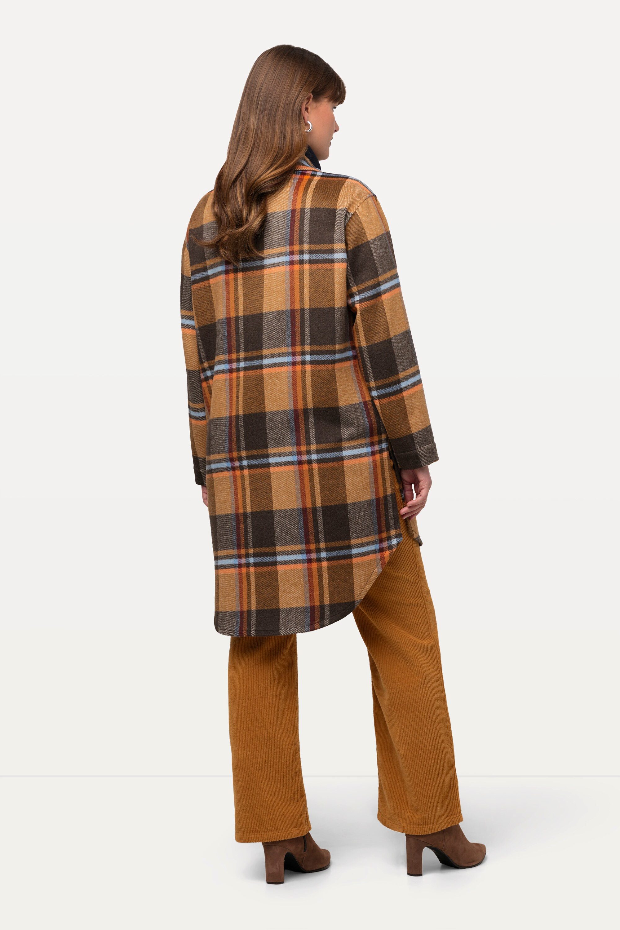 Ulla Popken Sommerjacke Overshirt Flanell Hemdkragen Oversized Langarm