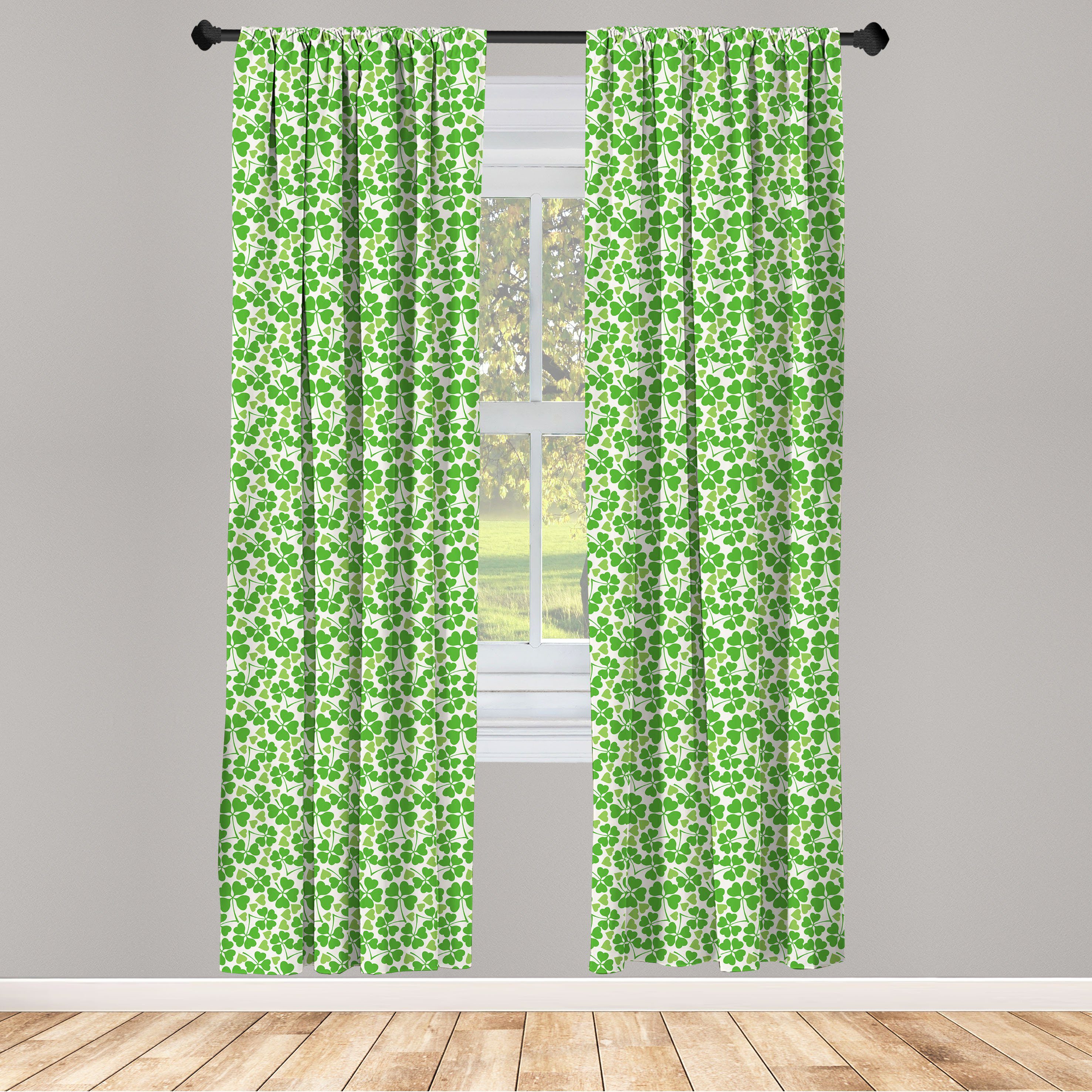 Gardine Vorhang für Wohnzimmer Schlafzimmer Dekor, Abakuhaus, Microfaser, irisch Gälisch Natur Clovers | Fertiggardinen