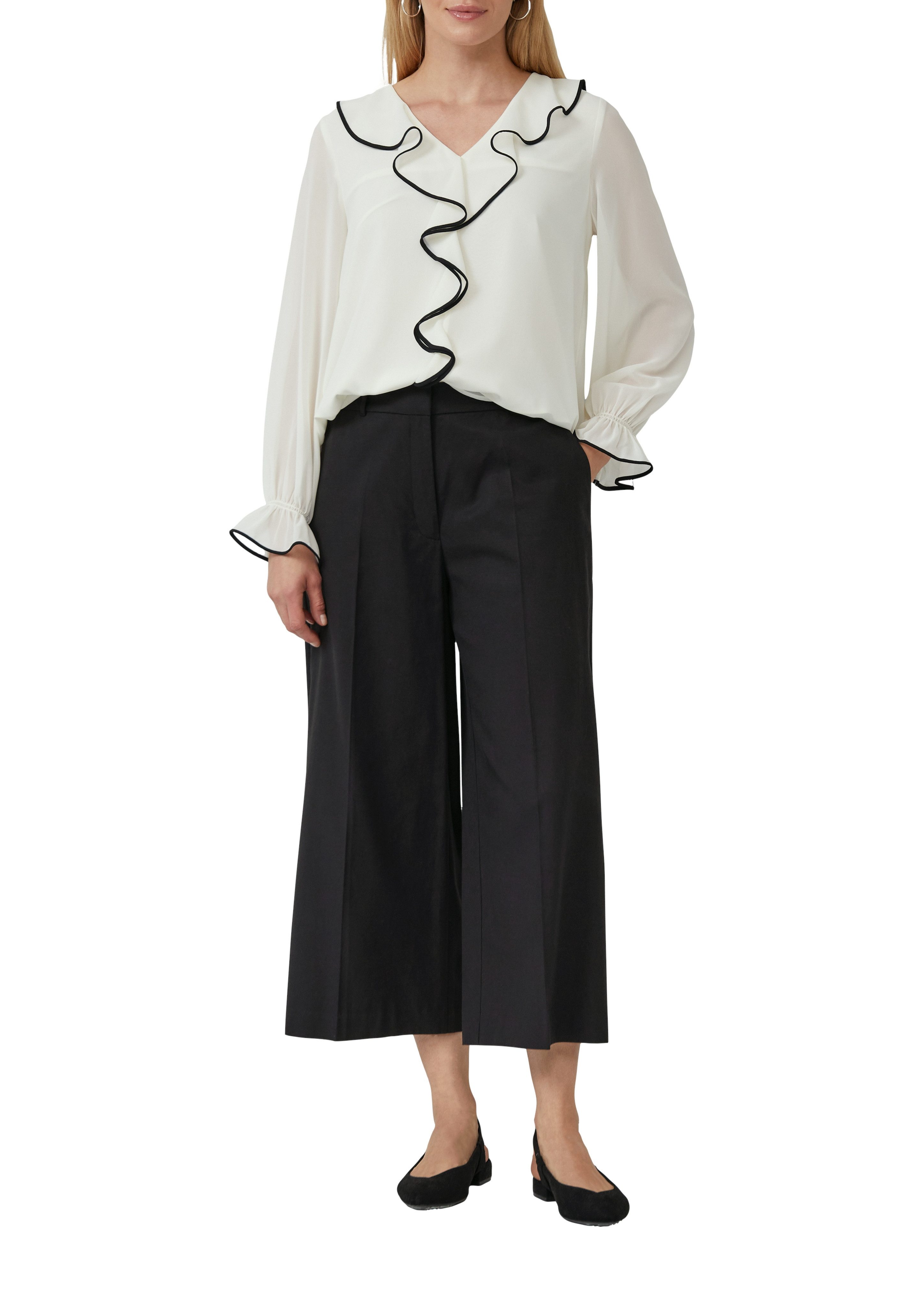 s.Oliver BLACK LABEL Langarmbluse mit Volants günstig online kaufen