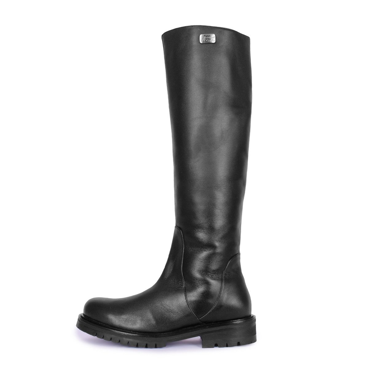 Fernando Berlin Kniehoher Lederstiefel mit Profilsohle Сапоги