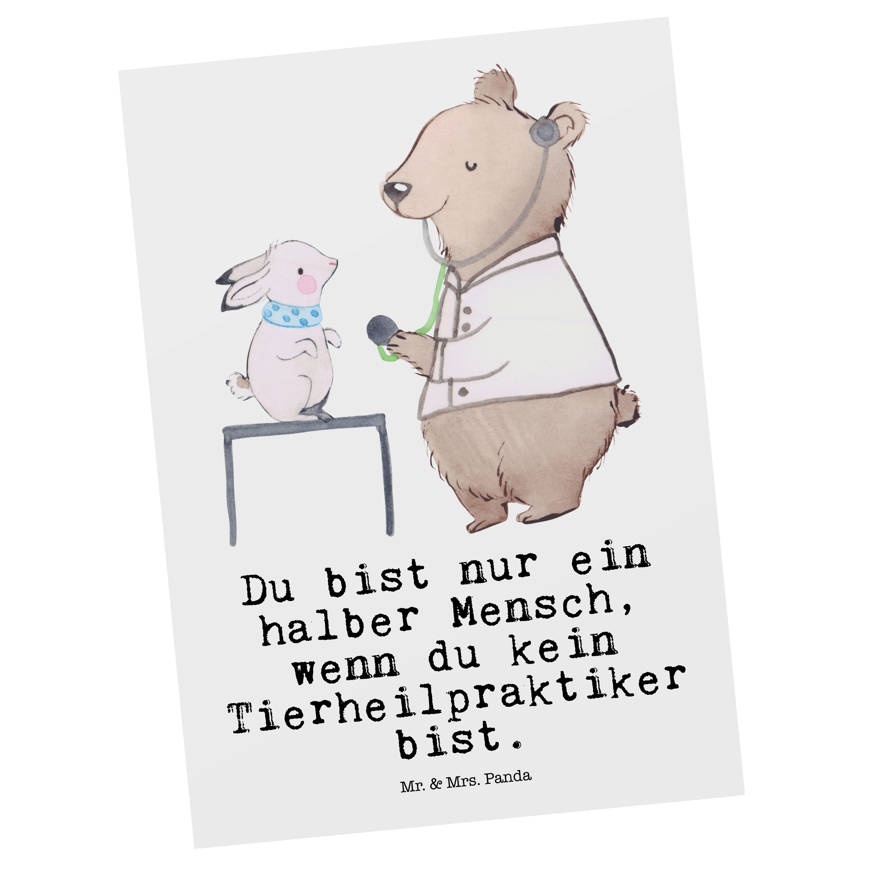 Mr. & Mrs. Panda Postkarte Tierheilpraktiker mit Herz - Weiß - Geschenk, Abschied, Einladungskar