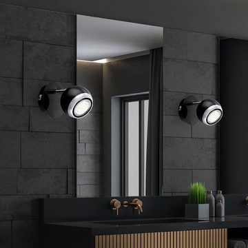 Globo LED Wandleuchte, Leuchtmittel inklusive, Warmweiß, LED Wandleuchte Spotlampe Wandstrahler schwarz chrom schwenkbar
