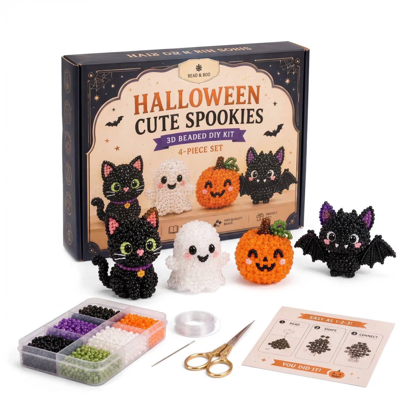 CLTYQ Kreativset DIY-Kreativset für einen Perlen-Kürbis zu Halloween, Halloween-Deko zum Selbermachen für Erwachsene und Kinder
