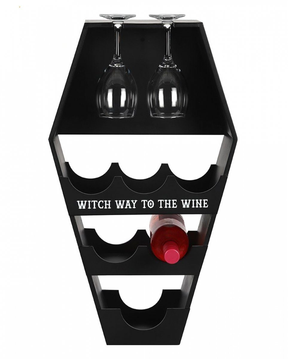 Horror-Shop Dekofigur Schwarzer Sarg als Weinregal 62 cm als geniales Go