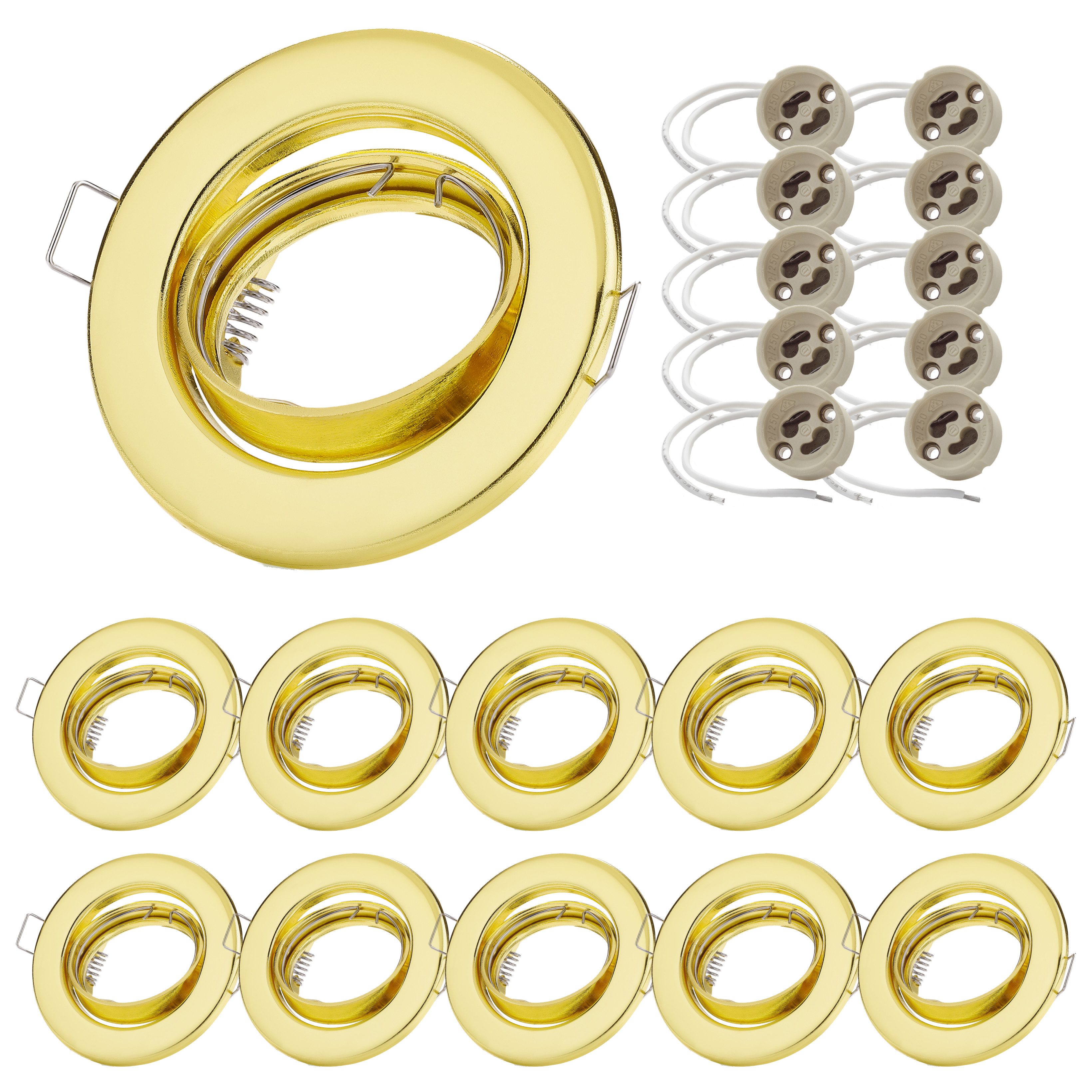 Deckenspot 10er Set GU10 schwenkbar Einbaustrahler Gold