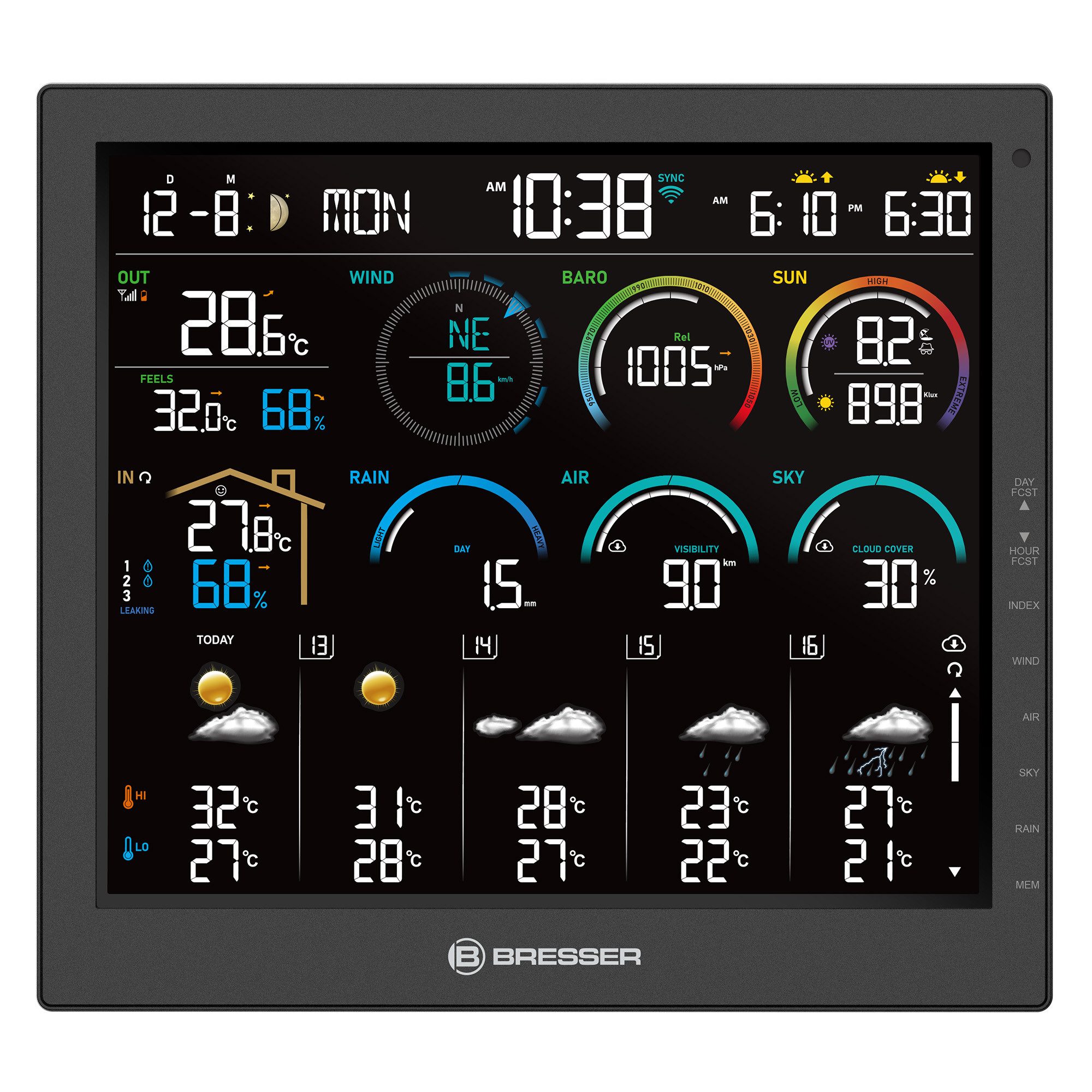 BRESSER BRESSER 4CAST 10"-WLAN-Wetterstation inkl. 8-in-1-Sensor Wetterstation