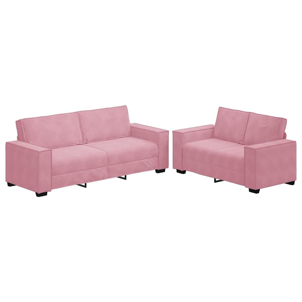 vidaXL Sofa 2-tlg. Sofagarnitur mit Kissen Rosa Samt, 1 Teile günstig online kaufen