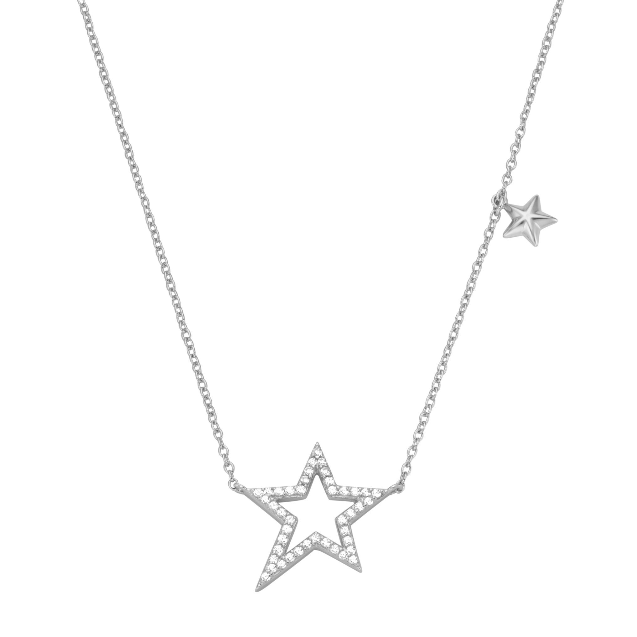 Collier mit Sternen und Zirkonia, Silber 925
