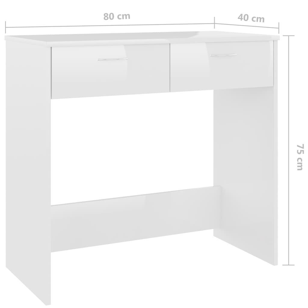 Holzwerkstoff Schreibtisch vidaXL | Hochglanz-Weiß cm Hochglanz-Weiß Schreibtisch 80x40x75 Hochglanz-Weiß
