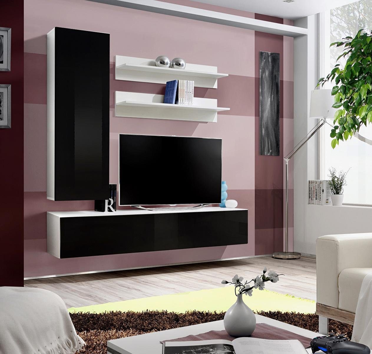 Wandregale), Modern Design + Wohnwand in 1x Einrichtung Wohnzimmer Europa 1x TV + + (5-St., 1x Ständer Wohnzimmer-Set 2x Wohnwand Wandschrank JVmoebel Made TV-Ständer, Luxus