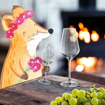Mr. & Mrs. Panda Weißweinglas Fuchs Weihnachten - Transparent - Geschenk, Advent, Heiligabend, Weiß, Premium Glas, Premium Gravur