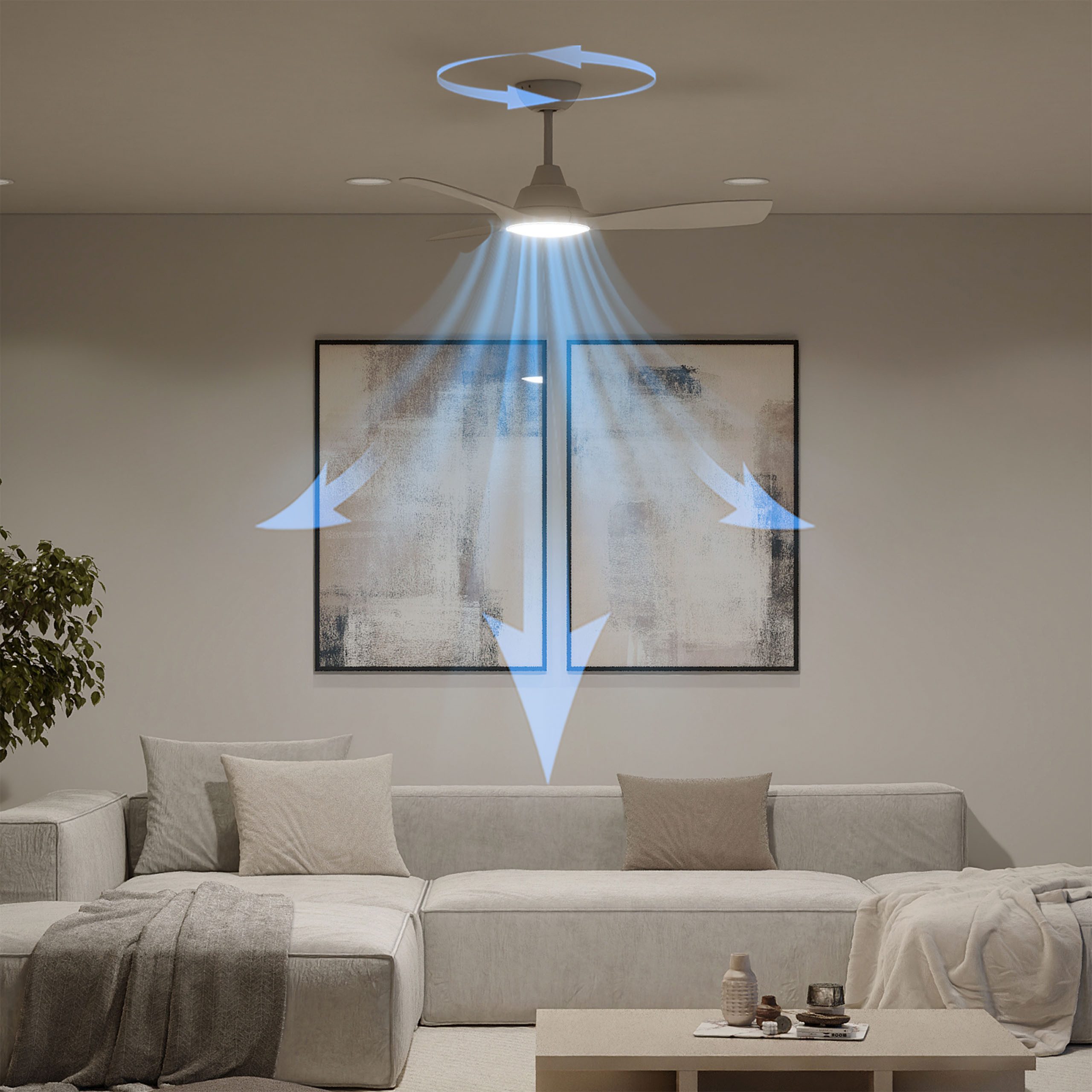 Philips LED Deckenleuchte Olas 24W DC-Ventilator 30W, fixe Rotorblätter, ⌀ 106cm, schwarz-braun, CCT - über Fernbedienung, Dimmer, Dimmfunktion, Ein-/Ausschalter, Farbsteuerung, Fernbedienung, Infrarot inkl., Memoryfunktion, Ventilatorfunktion, dimmbar über Fernbedienung, mehrere Helligkeitsstufen, LED fest integriert, warmweiß - kaltweiß, 3000-6500 Kelvin, dimmbar mit Fernbedienung, 2650 Lumen