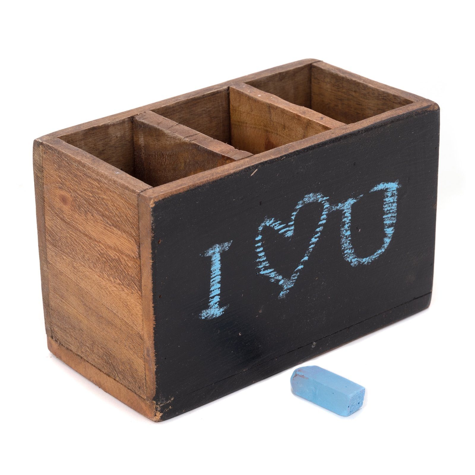 DESIGN DELIGHTS Aufbewahrungsbox STIFTEHALTER beschriftbar mit Tafel, Altholz massiv, 18x12x10 (TxHxB)