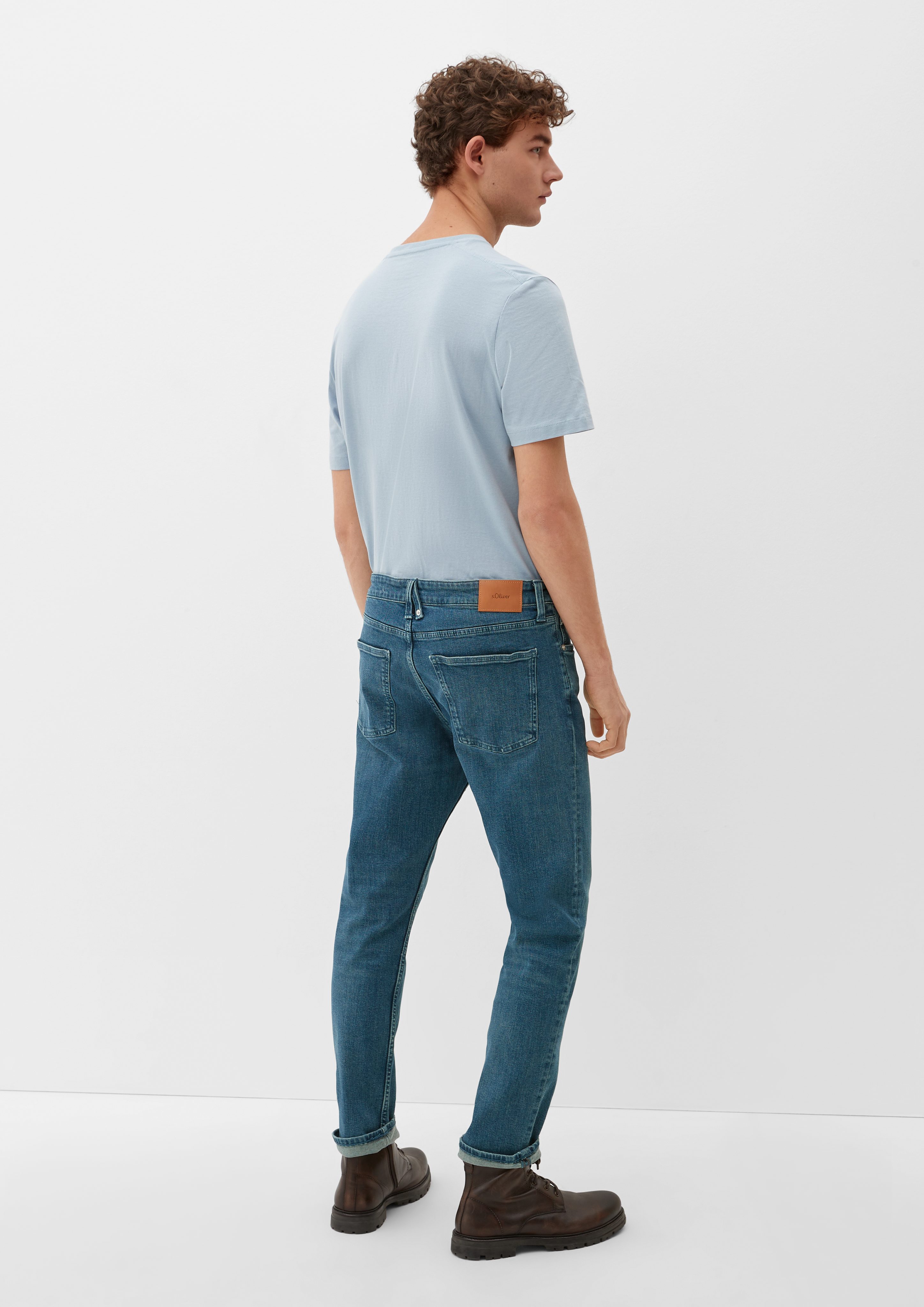 Waschung Leg Slim / Regular Fit Stoffhose / Jeans High / Rise s.Oliver blau