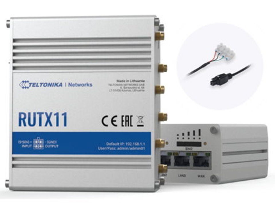 Teltonika LTE/WLAN Router Teltonika RutX11, Cat6, mit 12V Anschlusskabel 4G/LTE-Router