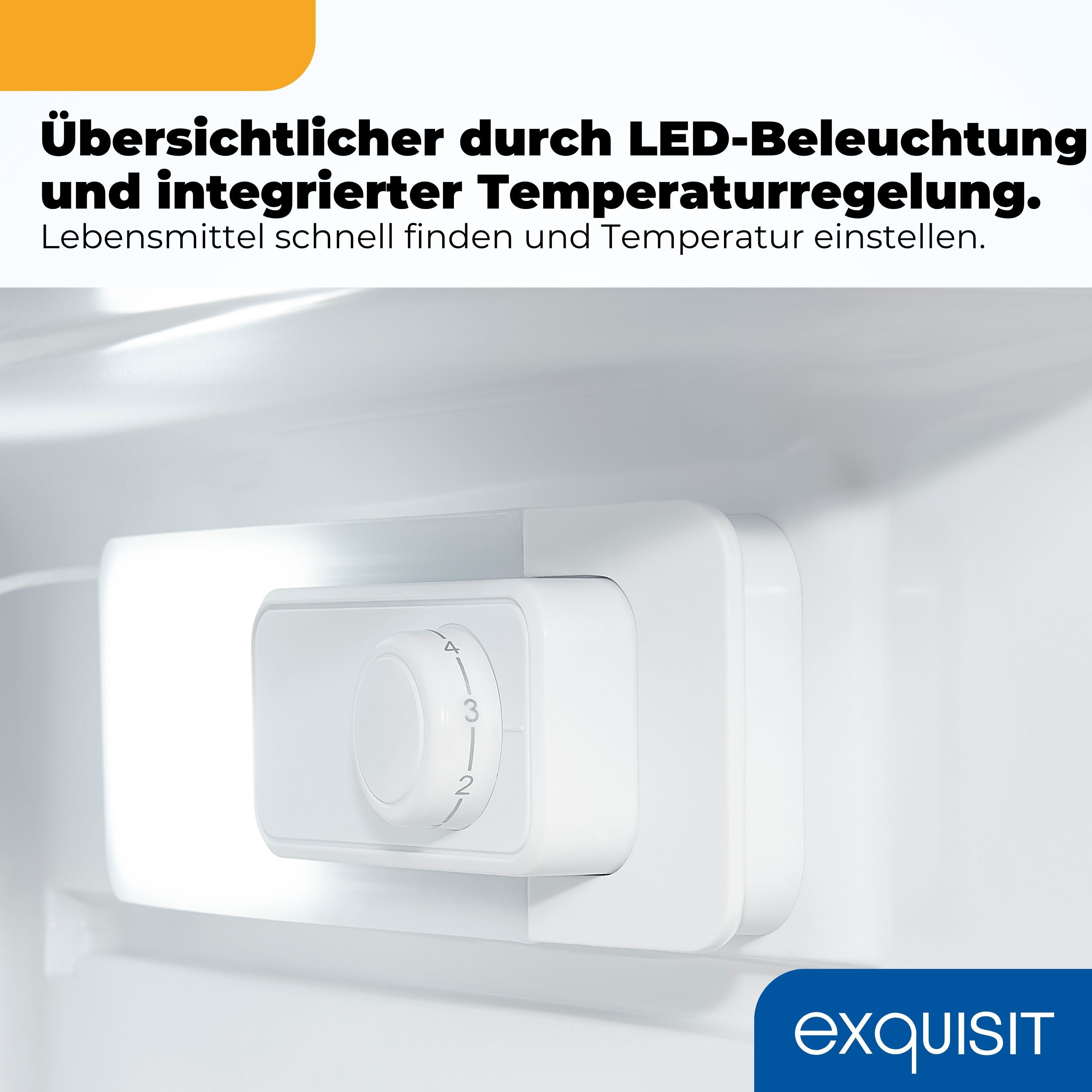 exquisit Kühlschrank KS16-V-040C inoxlook, 85 cm hoch, 55 cm breit, Helles LED-Licht für optimale Innenraumbeleuchtung – Bild 5 von 5