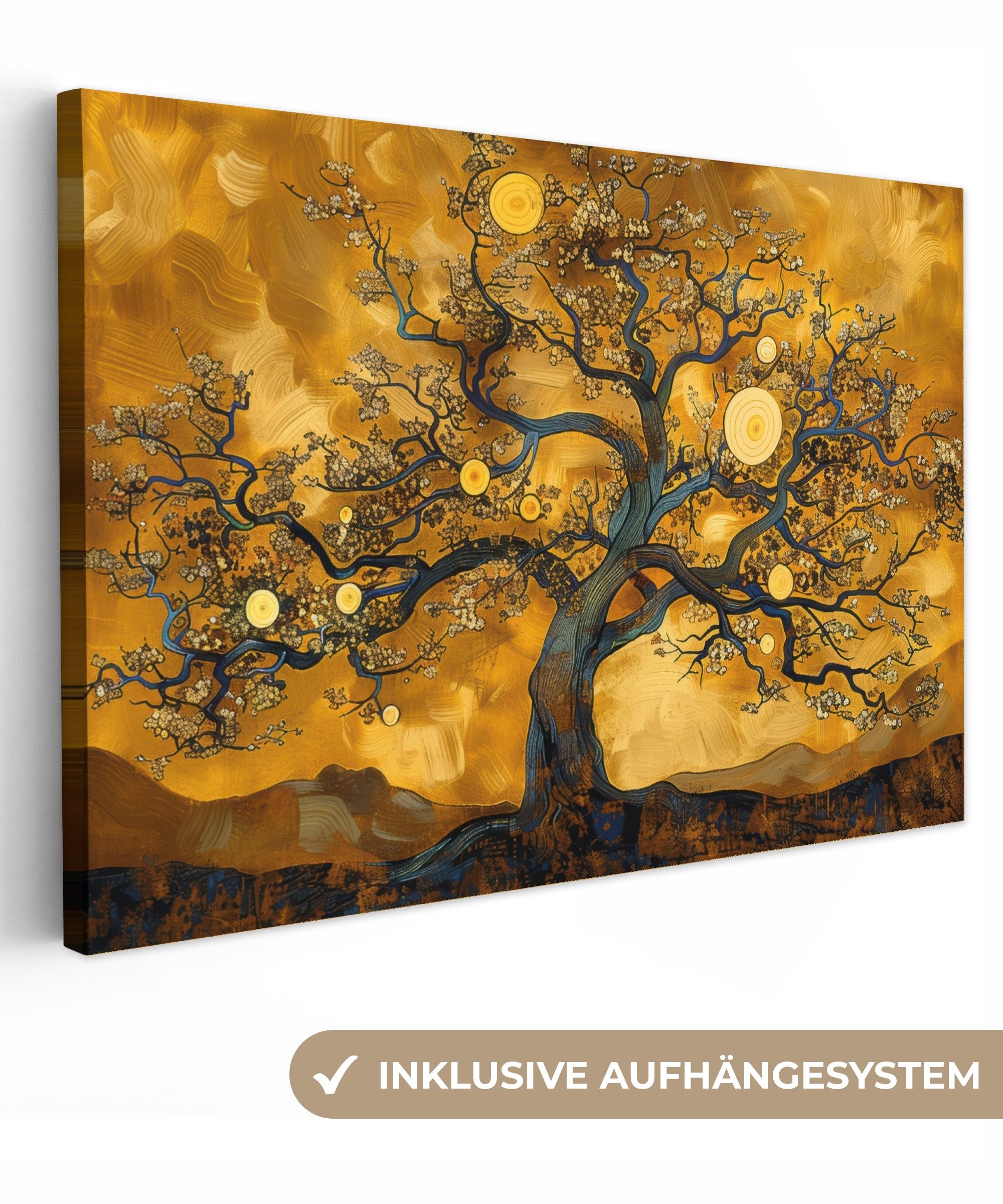 OneMillionCanvasses® Leinwandbild Baum - Baum des Lebens - Abstrakt - Gold, günstig online kaufen