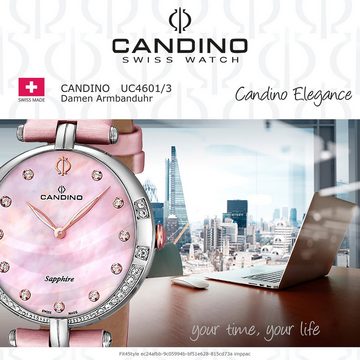 Candino Quarzuhr Candino Damenuhr Elegance C4601/3, (Analoguhr), Damen Armbanduhr rund, Edelstahlarmband rosa