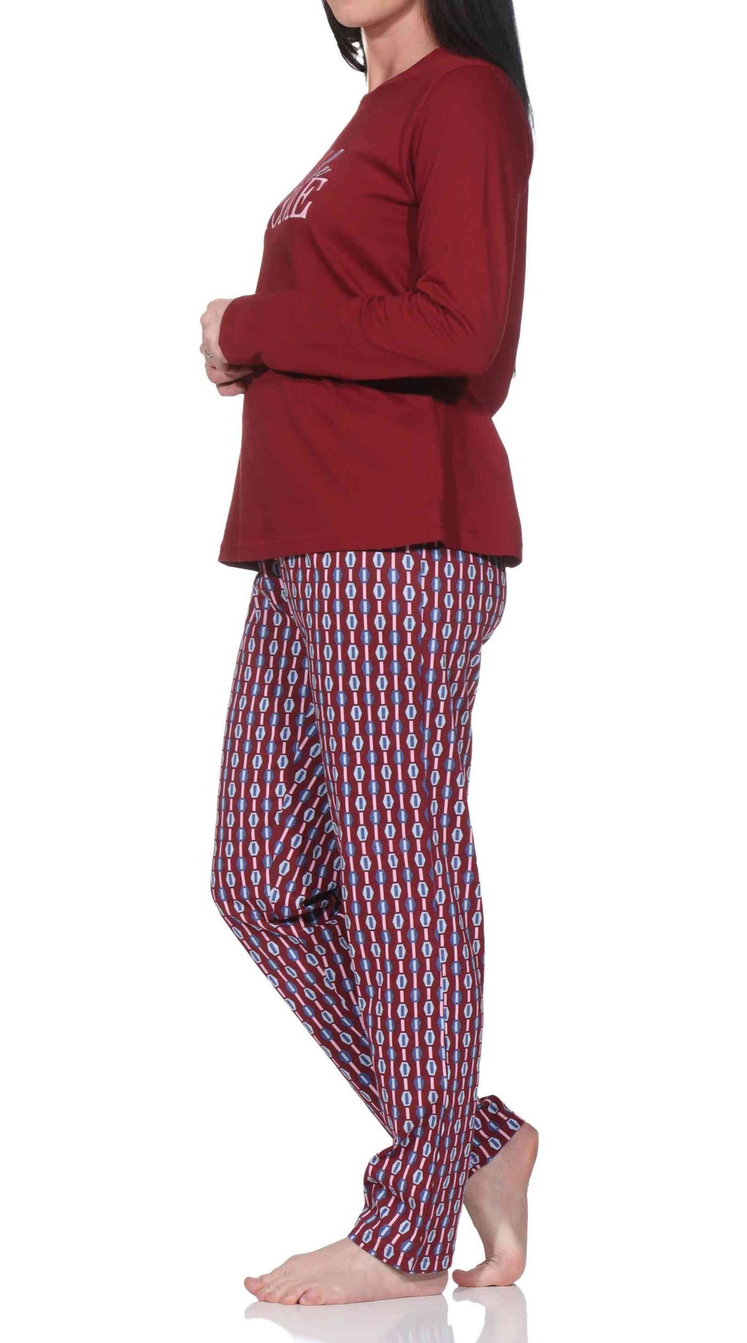 Normann Pyjama Normann Damen langarm Schlafanzug in eleganter Optik – Bild 2 von 4