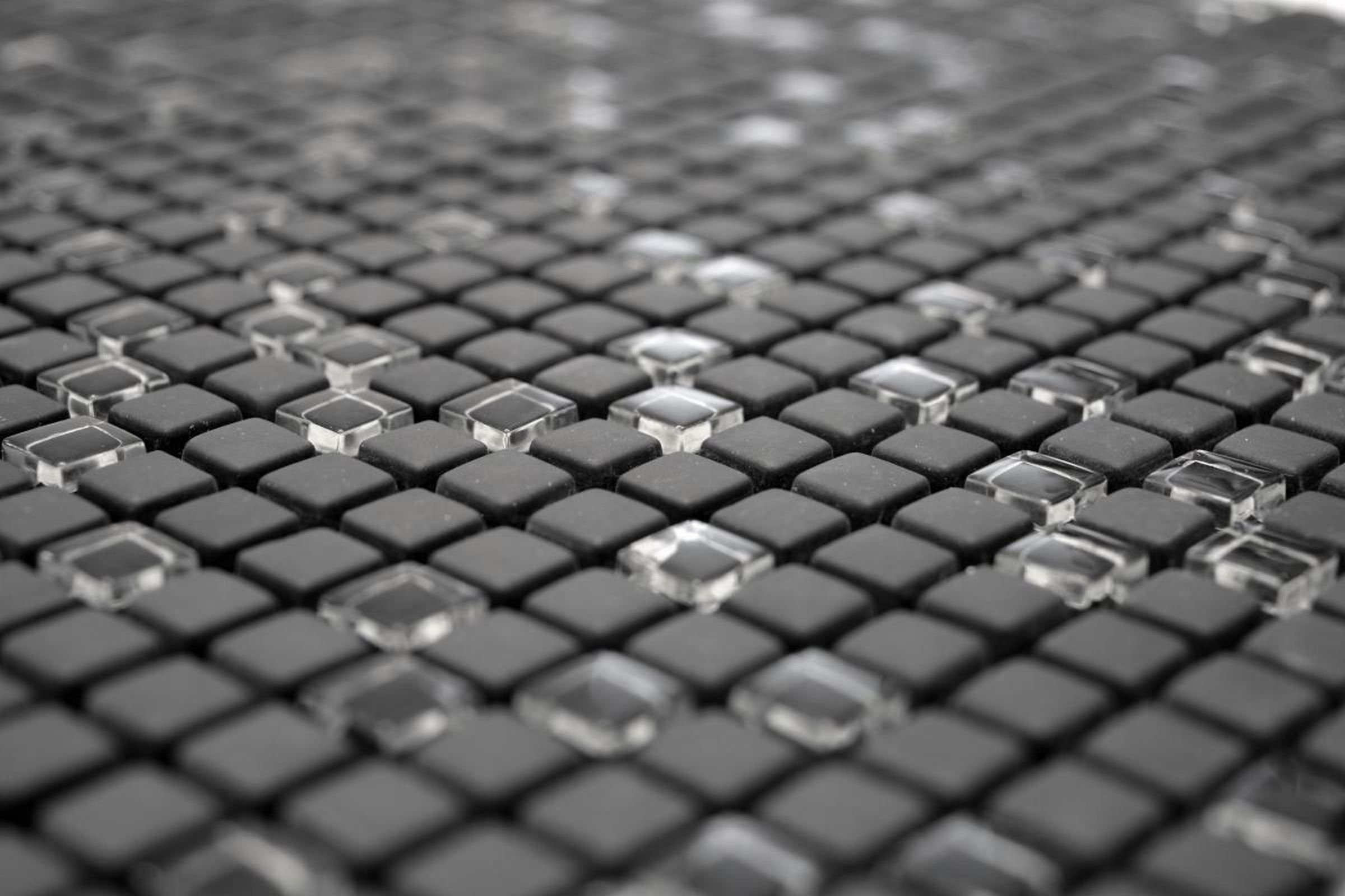 Mosani Mosaikfliesen Recycling Glasmosaik Mosaikfliesen schwarz 10 / Mosaikmatten matt