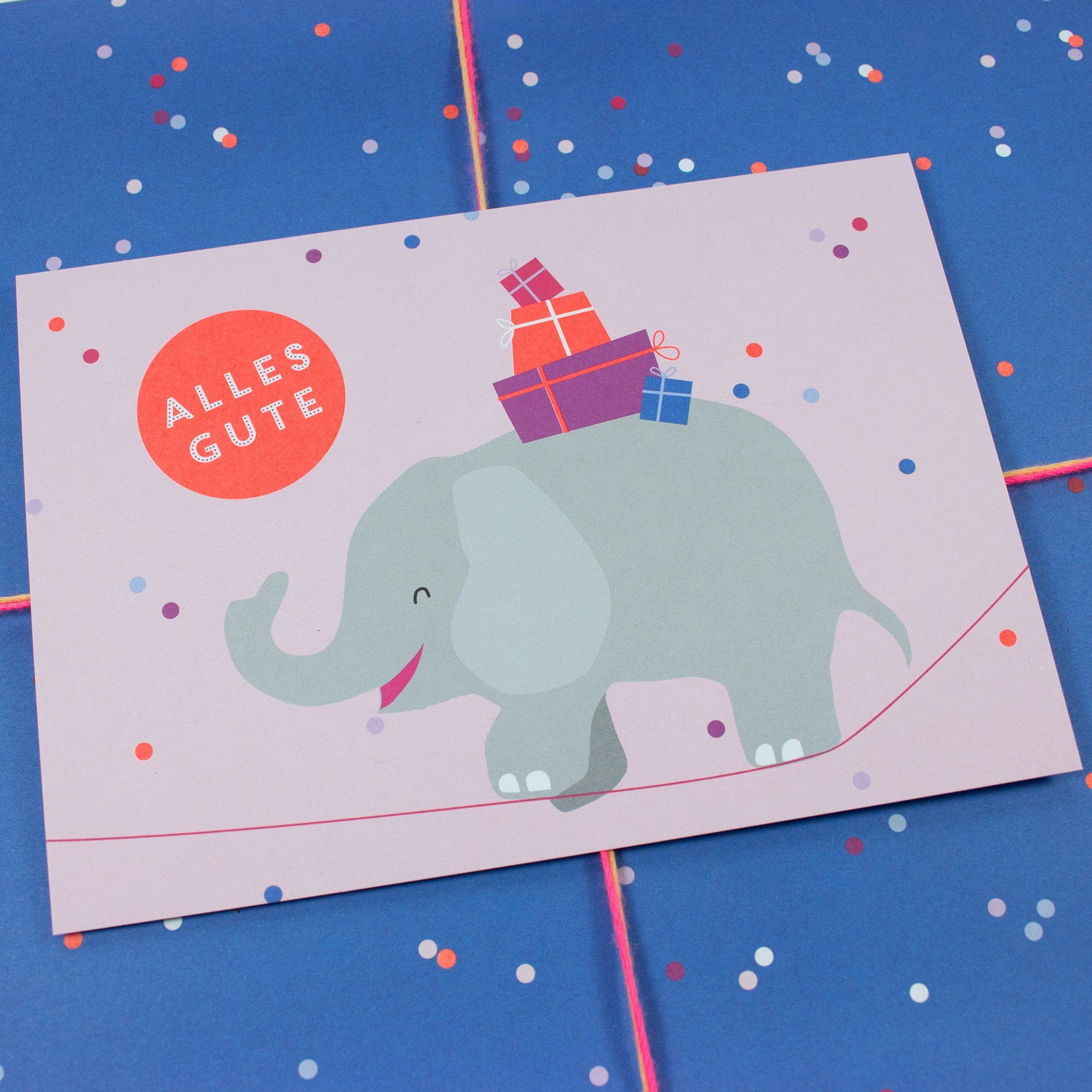 Bow & Hummingbird Postkarte Postkarte Alles Gute (Elefant)
