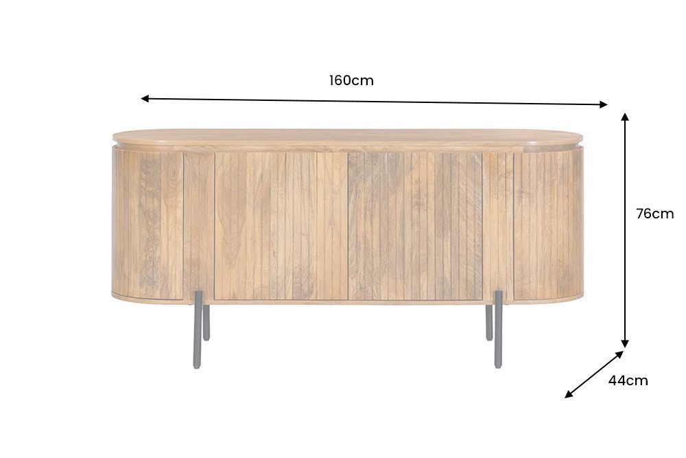 riess-ambiente Sideboard GATSBY 160cm braun/schwarz - Massivholz, Lamellenfront, Stauraum (Einzelartikel, 1 St), mit organischer Form und 8 Fächern – ideal für Wohnzimmer & Esszimmer