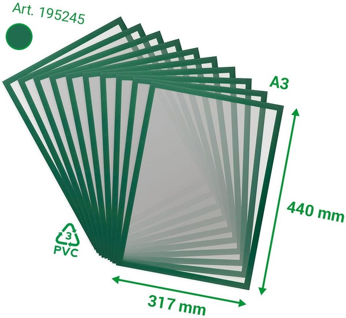 Thumbnail - Tarifold Fächermappe Info-Rahmen Magneto Solo Pro 317x440mm VE=10 Stück grün