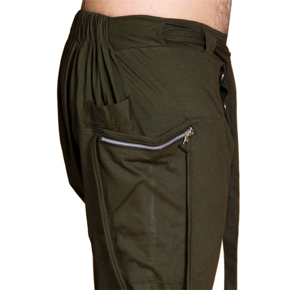 Pants für Damen Ch01 Freizeithose Baumwoll-Jersey-Stoff festem Unisex Wellnesshose und bequeme modische aus Baggy Herren PANASIAM Haremshose Grün