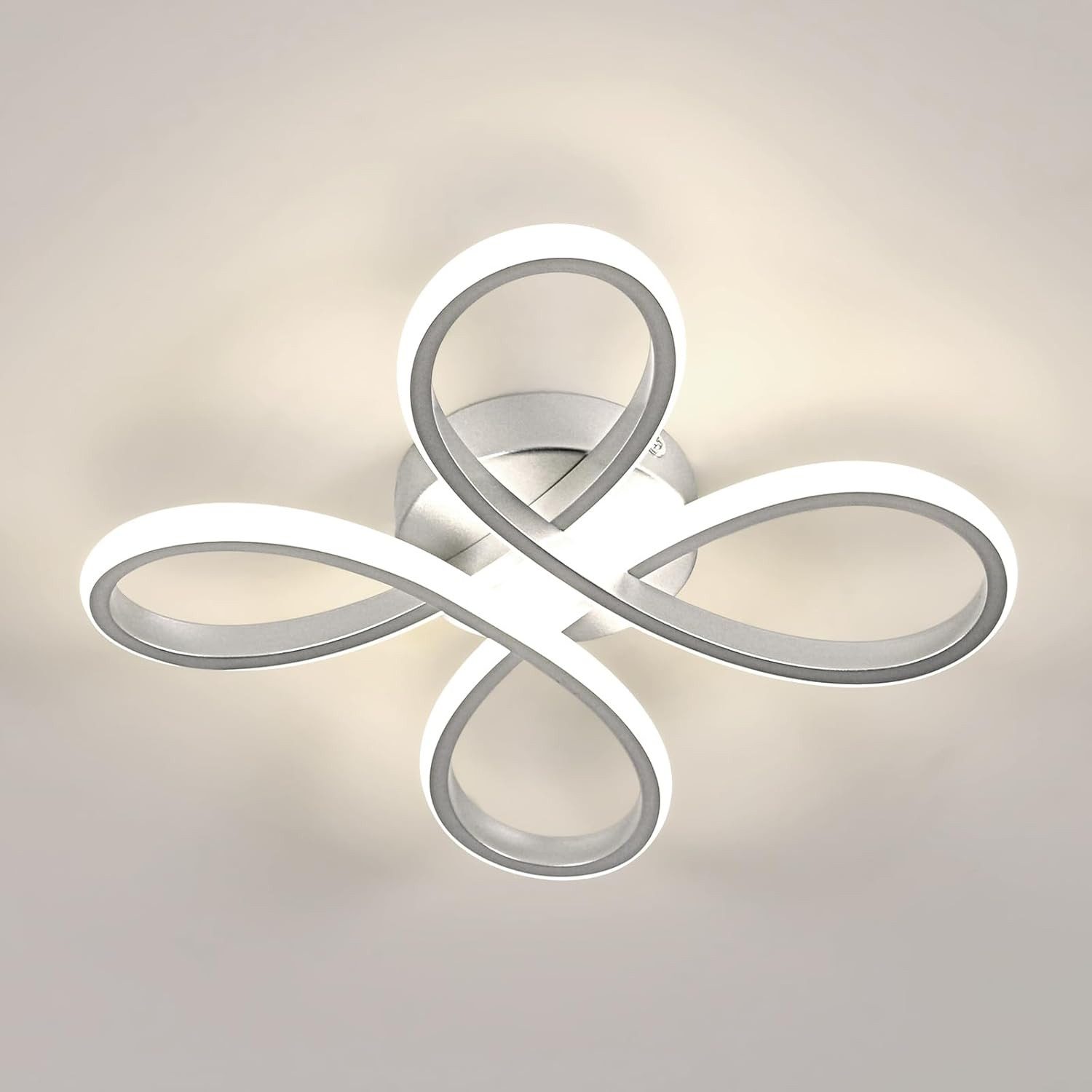 Riserva LED Deckenleuchte LED Deckenleuchte Blumenform Aluminium 30W 4000K Silber (30cm), LED wechselbar