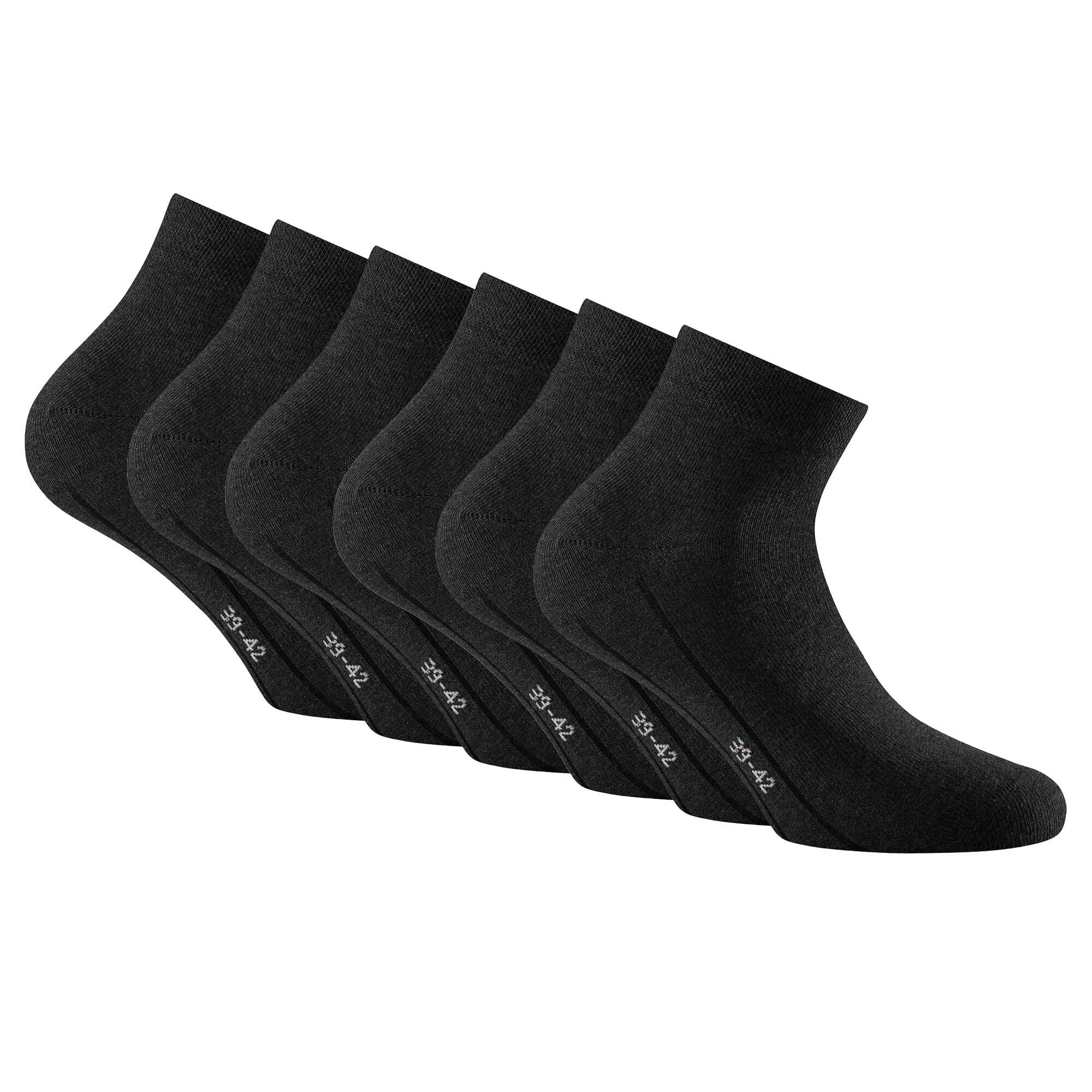 Rohner Socks Sneakersocken Unisex Quarter Socken, 6er Pack - Sneaker Plus Schwarz