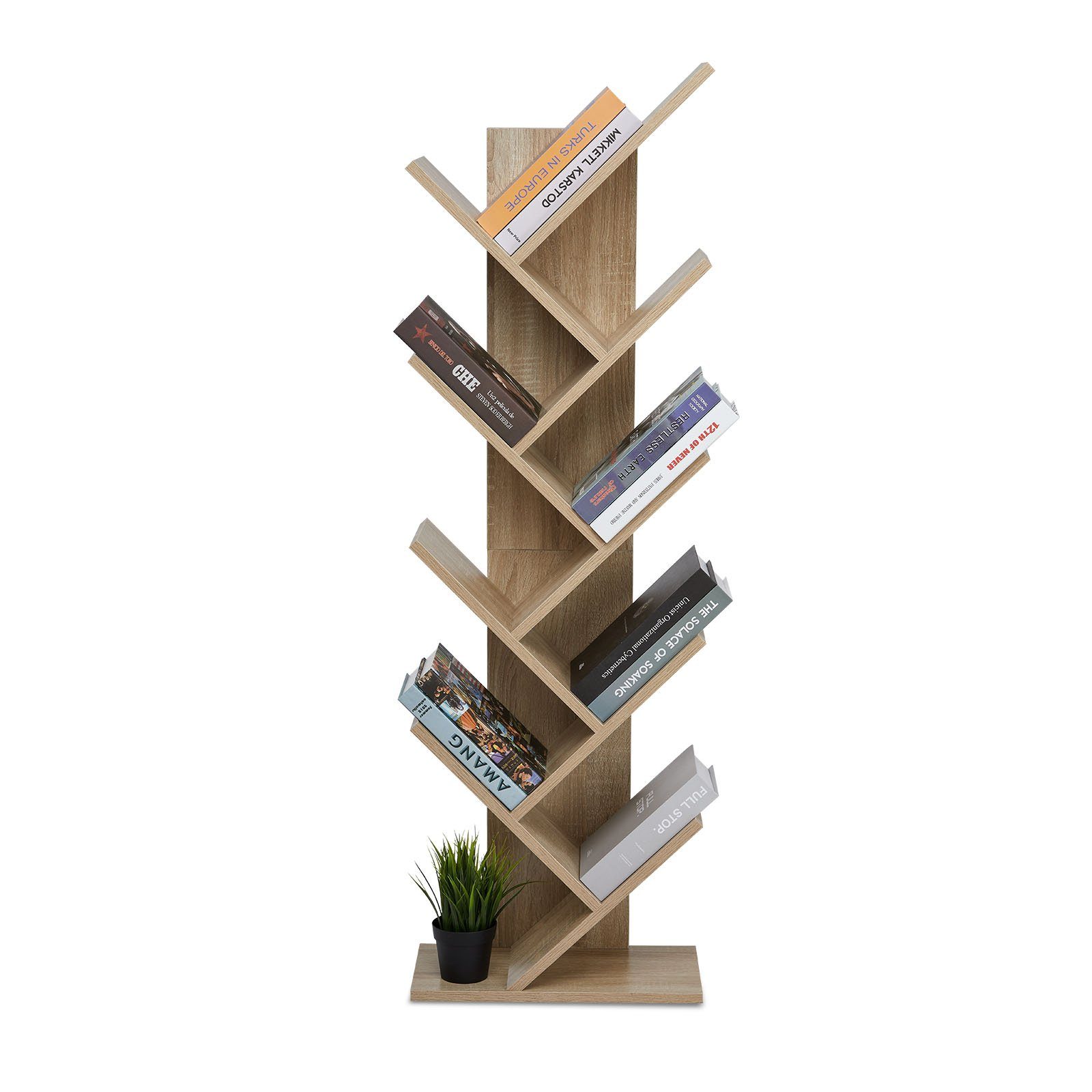 Würfelregal Mondeer 9 Baumform und Bücherschrank, aus Holz exquisites lagiges, Bücherregal Design Braun Platzsparen einfaches in