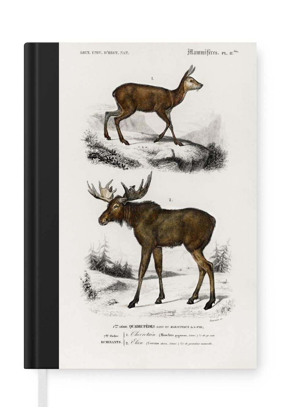 MuchoWow Notizbuch Vintage - Tier - Elch, Journal, Merkzettel, Tagebuch, Notizheft, A5, 98 Seiten, Haushaltsbuch