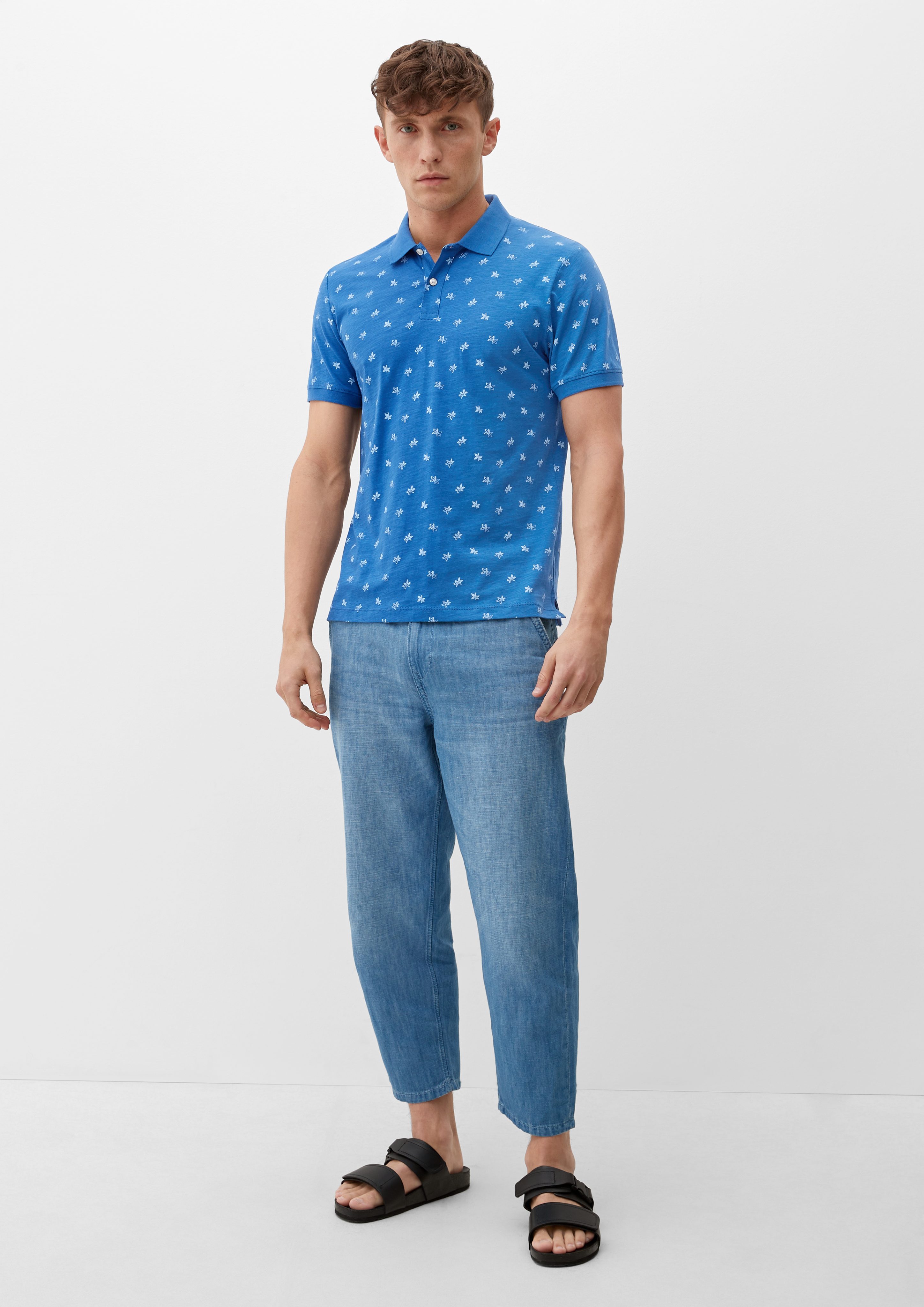 mit Allover-Print Poloshirt Poloshirt s.Oliver blau