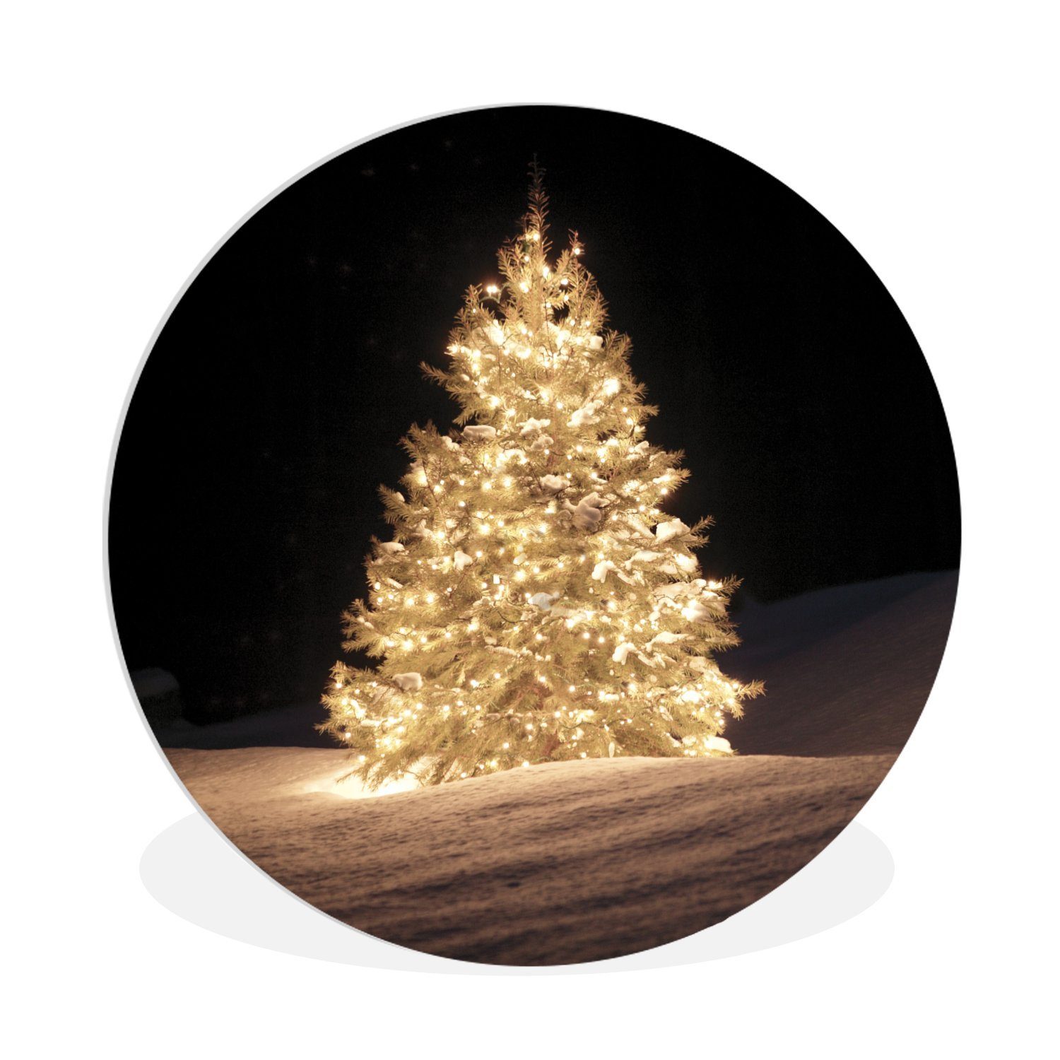 MuchoWow Gemälde Ein beleuchteter Weihnachtsbaum bei Nacht, Fotodruck (1 St günstig online kaufen