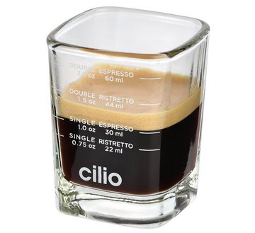 Cilio Glas Espresso Shot-Glas Espressotasse Espressoglas mit praktischer Skala, Material: Glas